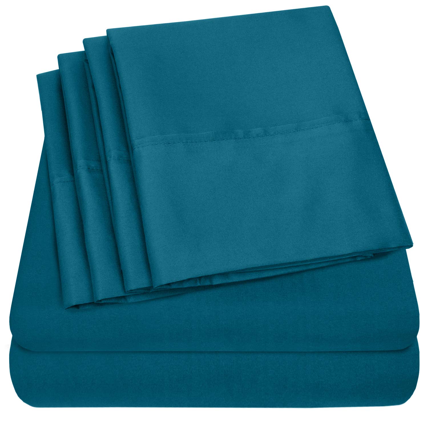 Sweet Home Collection King Size Bed Sheets - 6 Piece 1500 Supreme Collection Fine Brushed Microfiber Deep Pocket King Sheet Set Bedding - 2 Extra Pillow Cases, Great Value, King, Teal