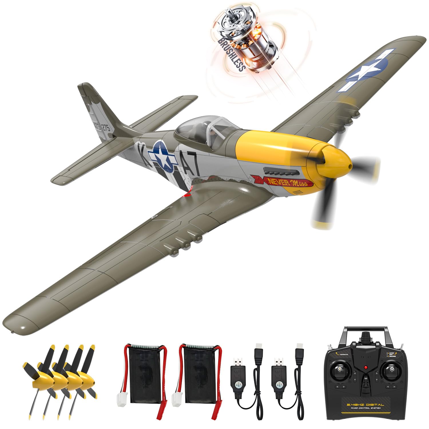 VOLANTEXR RC Plane for Adults,Brushless Motor, 4-Channel Remote Control Airplane, Upgraded Features, Beginner to Advanced - Fully Assembled, 20in x 16in