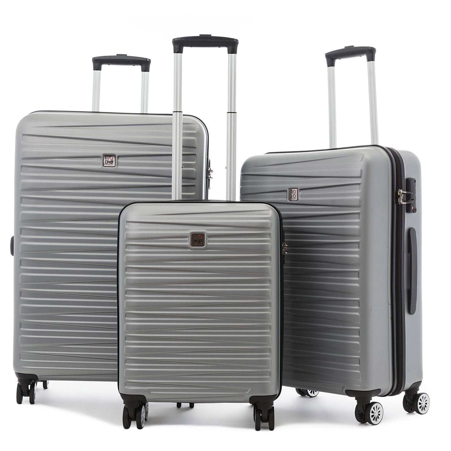 MODO BY RV RONCATOHouston Set of 3 Hard Trolley 4 Wheels with TSA - Silver, Silver, Grande, Medio e cabina, Houston