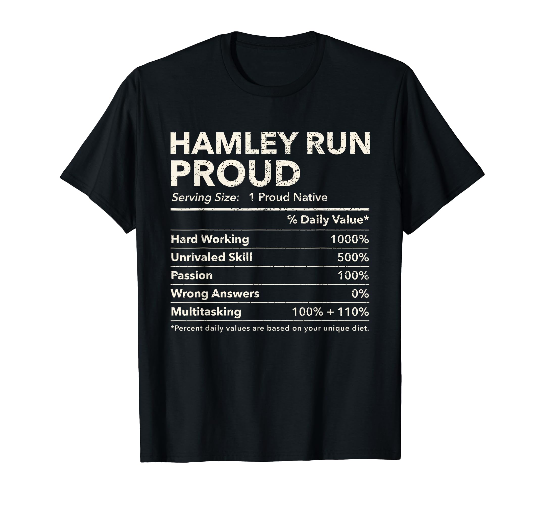 Hamley Run, Ohio Proud Nutrition Facts T-Shirt