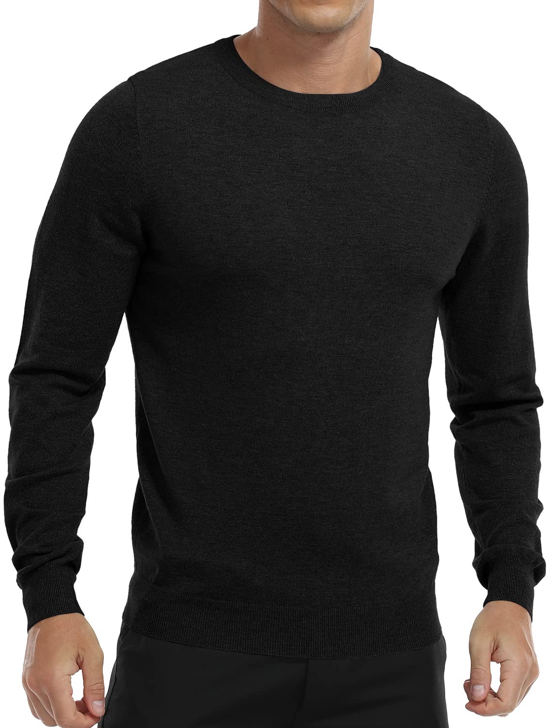 MLANM Men's Crew Neck Sweater Slim Fit Lightweight Sweatshirts Knitted Pullover for Casual