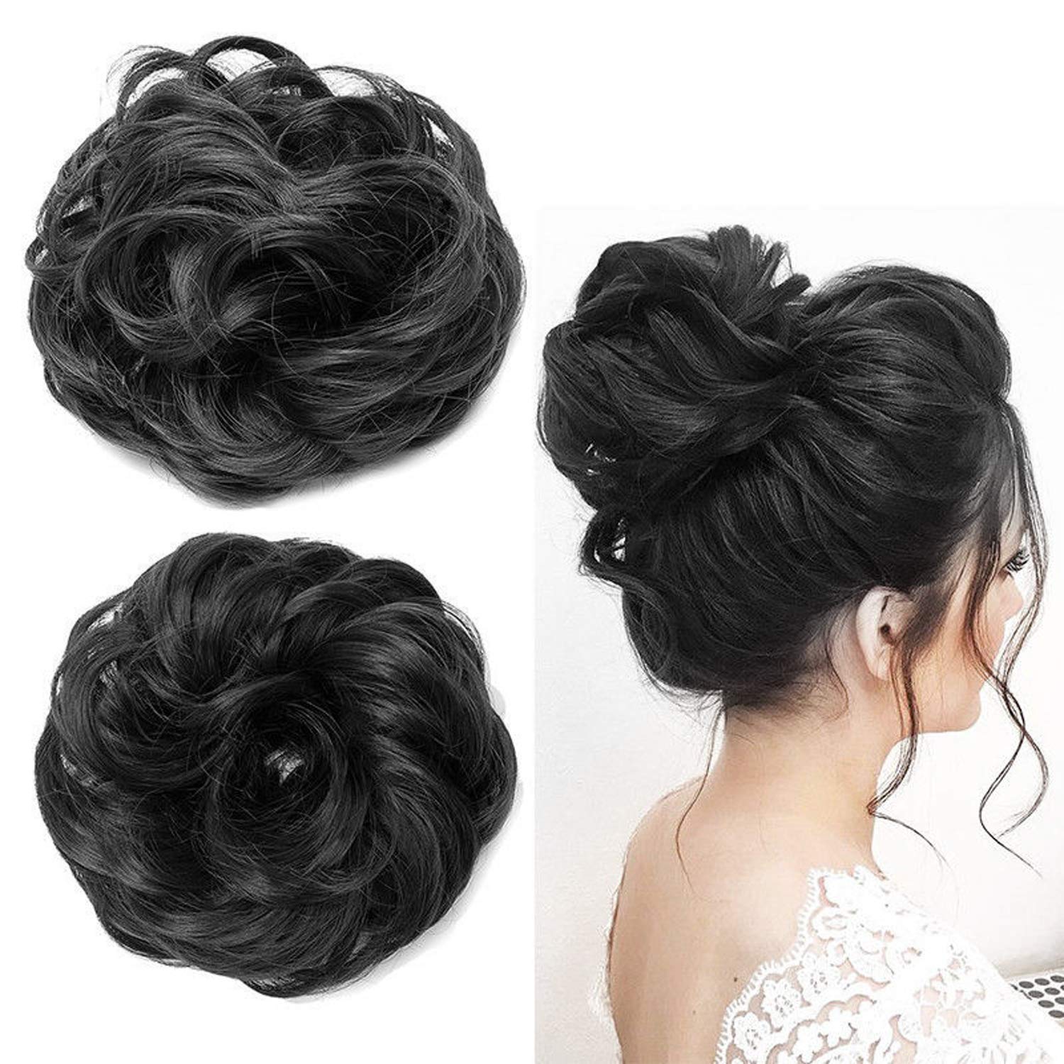 SPYKART 2 PCS Messy Hair Bun Hair Extension For Instant Hair Style Color - Black