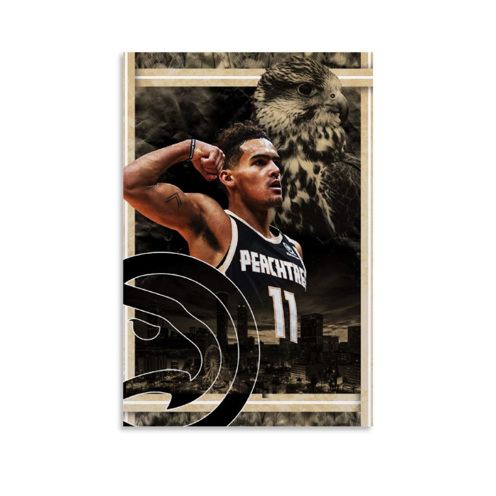 Trae Young Poster Basketball Canvas Wall Decor Art Painting Print for Office Living Room Dorms Homes - Gifts for Boyfriend Man 12x18inch(30x45cm)