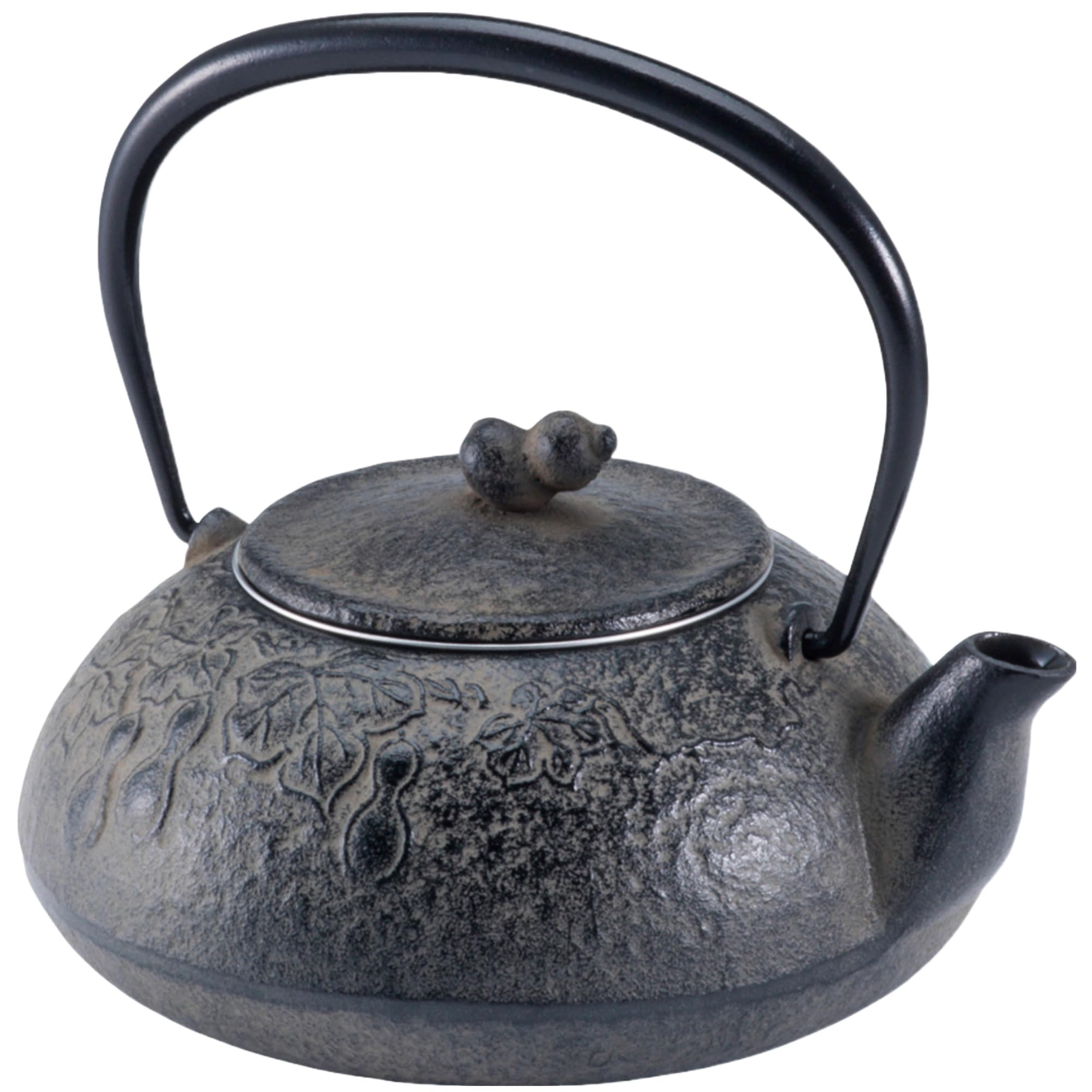 Japanese Cast Iron Teapot with Stainless Steel Tea Strainer - Nambu Tekki Traditional Japanese Ironware - Made in Japan - 0.4L Capacity - Gourd-Shaped Knob