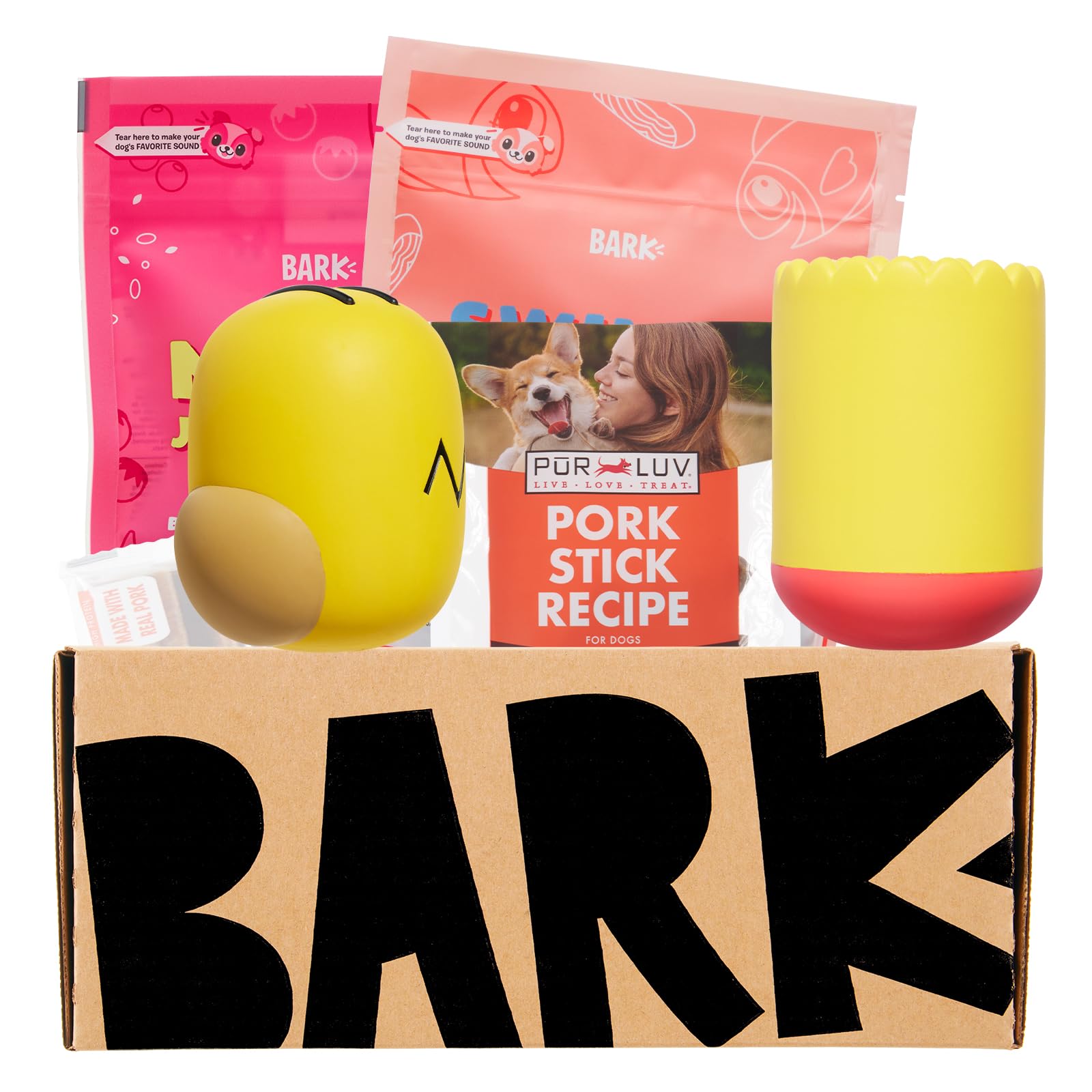 Bark Box Super Chewer Simpsons Box – 2 Durable Dog Toys, 2 Bags of Treats, 1 Special Chew (S/XS)