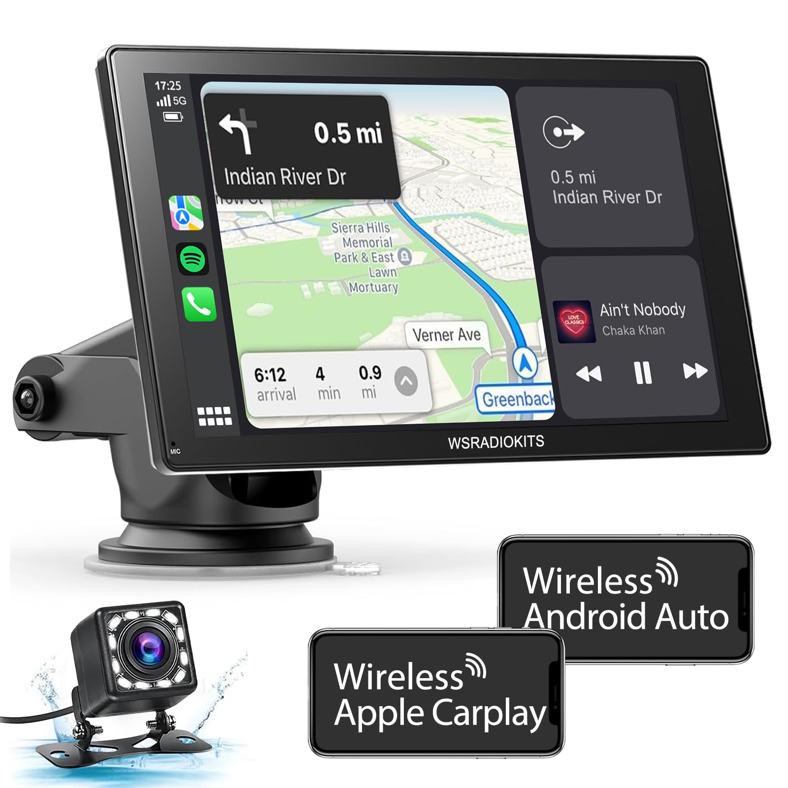 Wireless Carplay Touchscreen with Backup Camera: Portable Carplay & Android Auto Car Stereo, Car Audio Receivers with Mirror Link, GPS Navigation, Car Audio Receivers, Car Stereo, Bluetooth (9 inches)