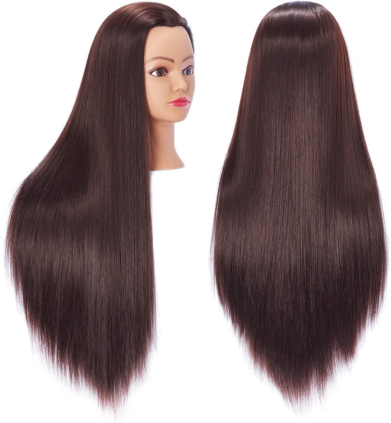 Osen Brown Hair Styling Training Head,Synthetic Fiber Mannequin Head Hairdresser Training Head Cosmetology Doll Head hair 30 inch long Mannequin Head