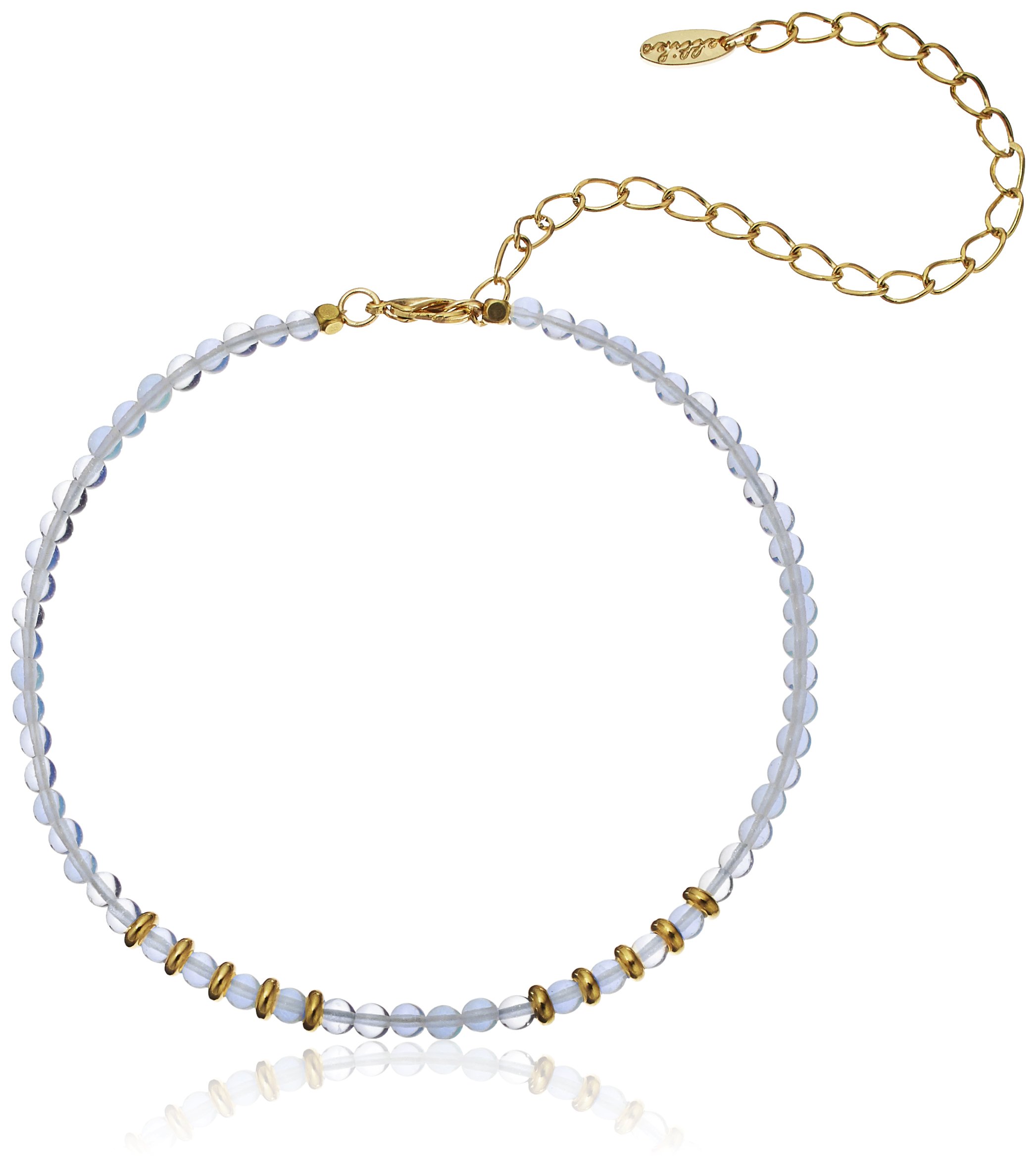 EttikaStill Surprise You Opal and Gold-Plated Brass Choker Necklace, 11" + 5" Extender