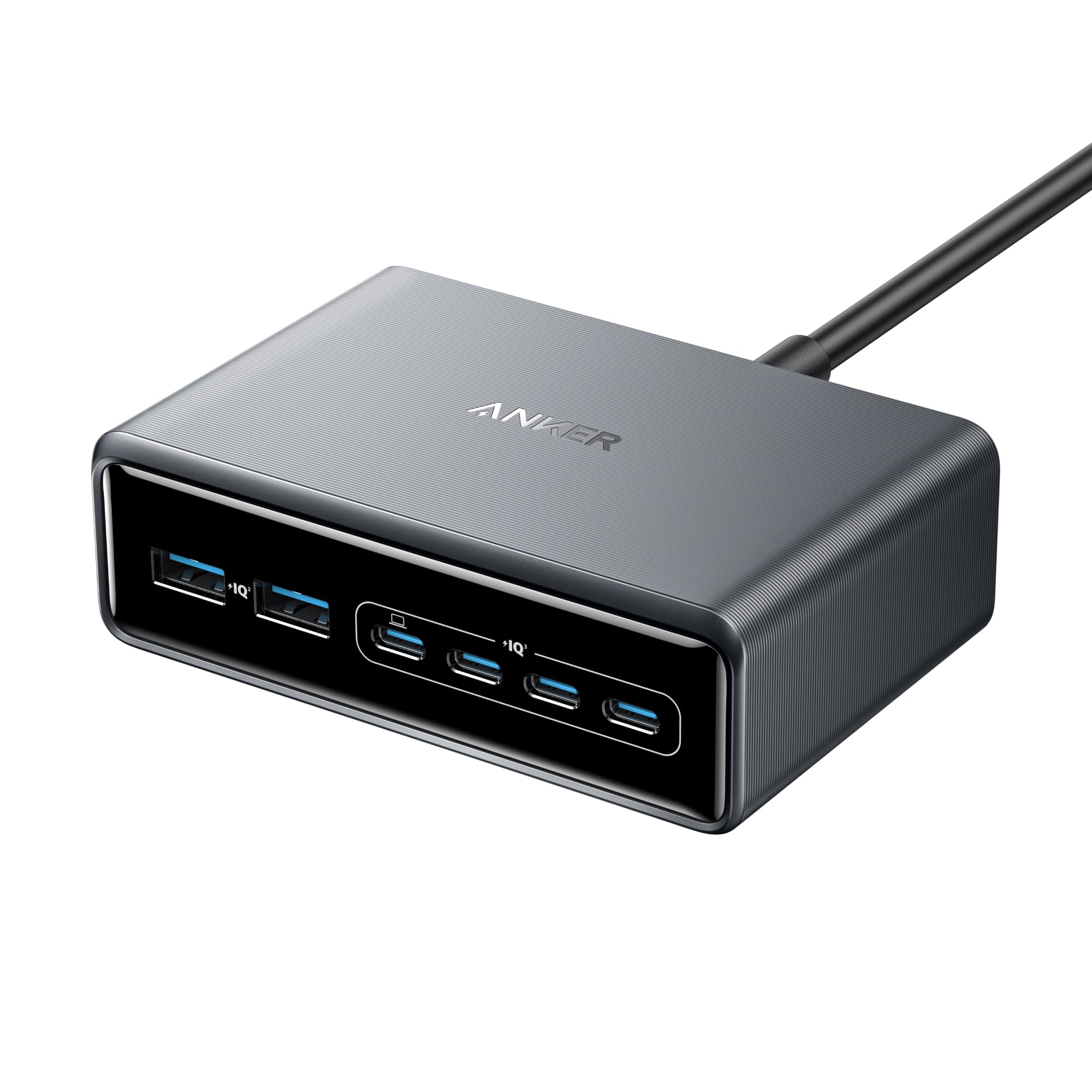 AnkerPrime Charger, 200W 6-Port GaN Charging Station, Fast Charging USB C Charger, Compatible with iPhone 16/15/14 Series, MacBook Pro/Air, iPad Pro, Dell XPS, Galaxy S24/S23, Huawei, Xiaomi, Vivo