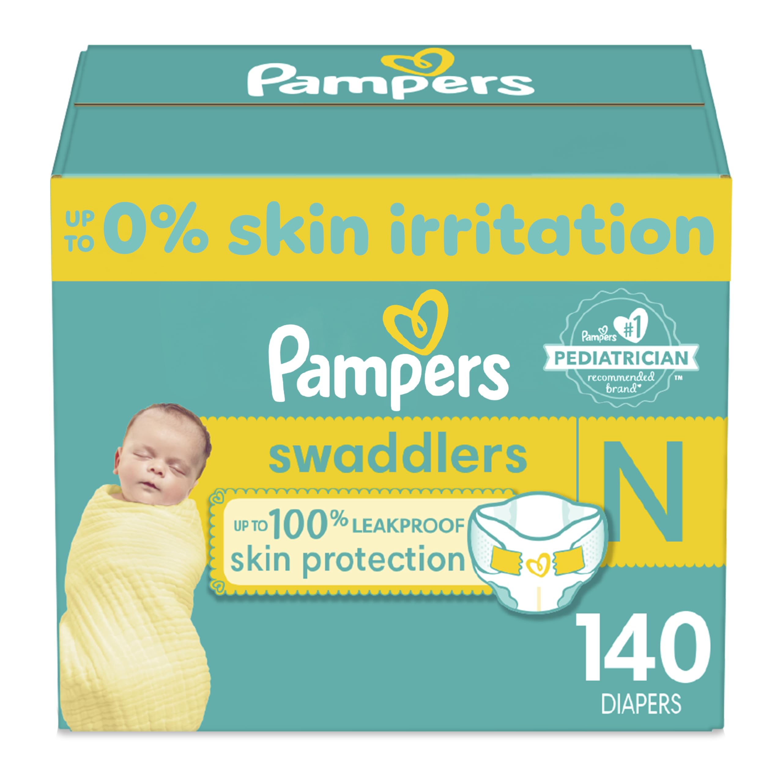 Diapers Newborn/Size 0 (< 10 lb), 140 Count - Pampers Swaddlers Disposable Baby Diapers, Enormous Pack