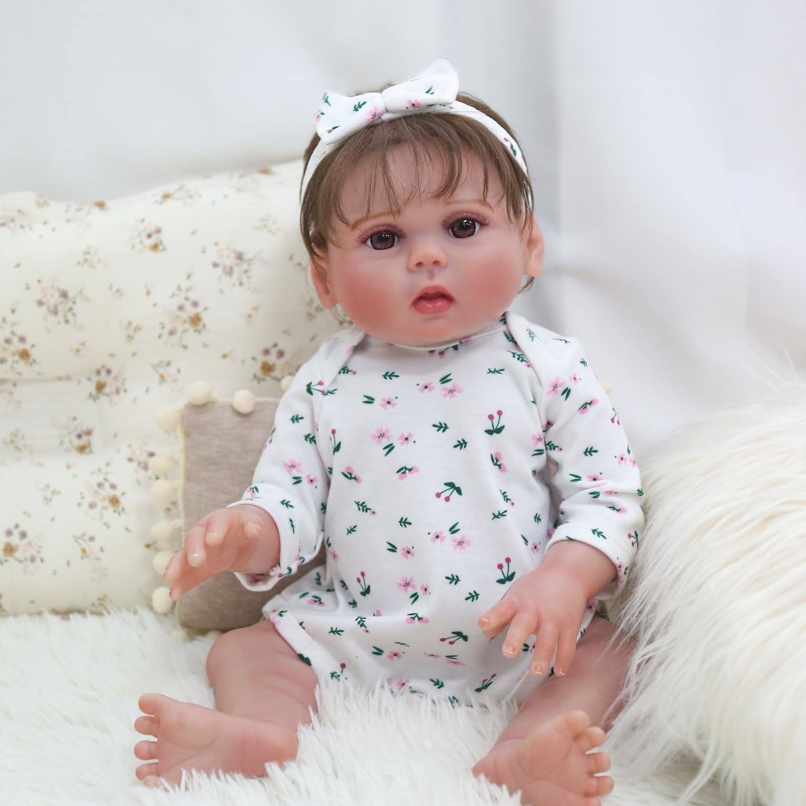 Kaydora Reborn Baby Dolls Girl - 18 inch Realistic Full Silicone Soft Body, Lifelike Newborn Baby Doll That Look Real, Kids Gift Box for 3+ Years Old