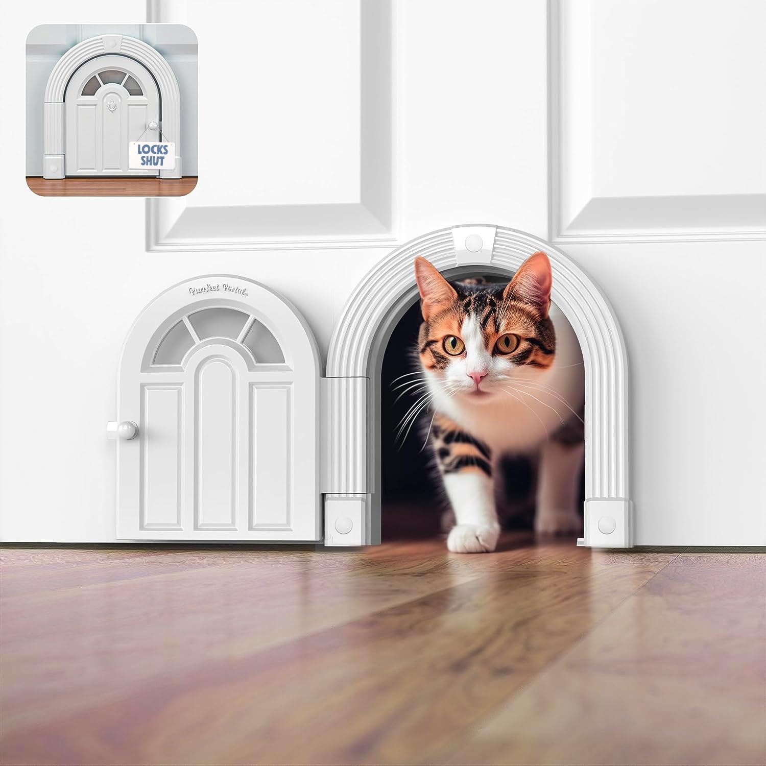 Cat Door Interior Door - No-Flap Cat Door for Interior Door, Cat Door Interior Door for Cats Up to 20 lbs, Easy DIY Setup, Secured Installation in Minutes, No Training Needed…