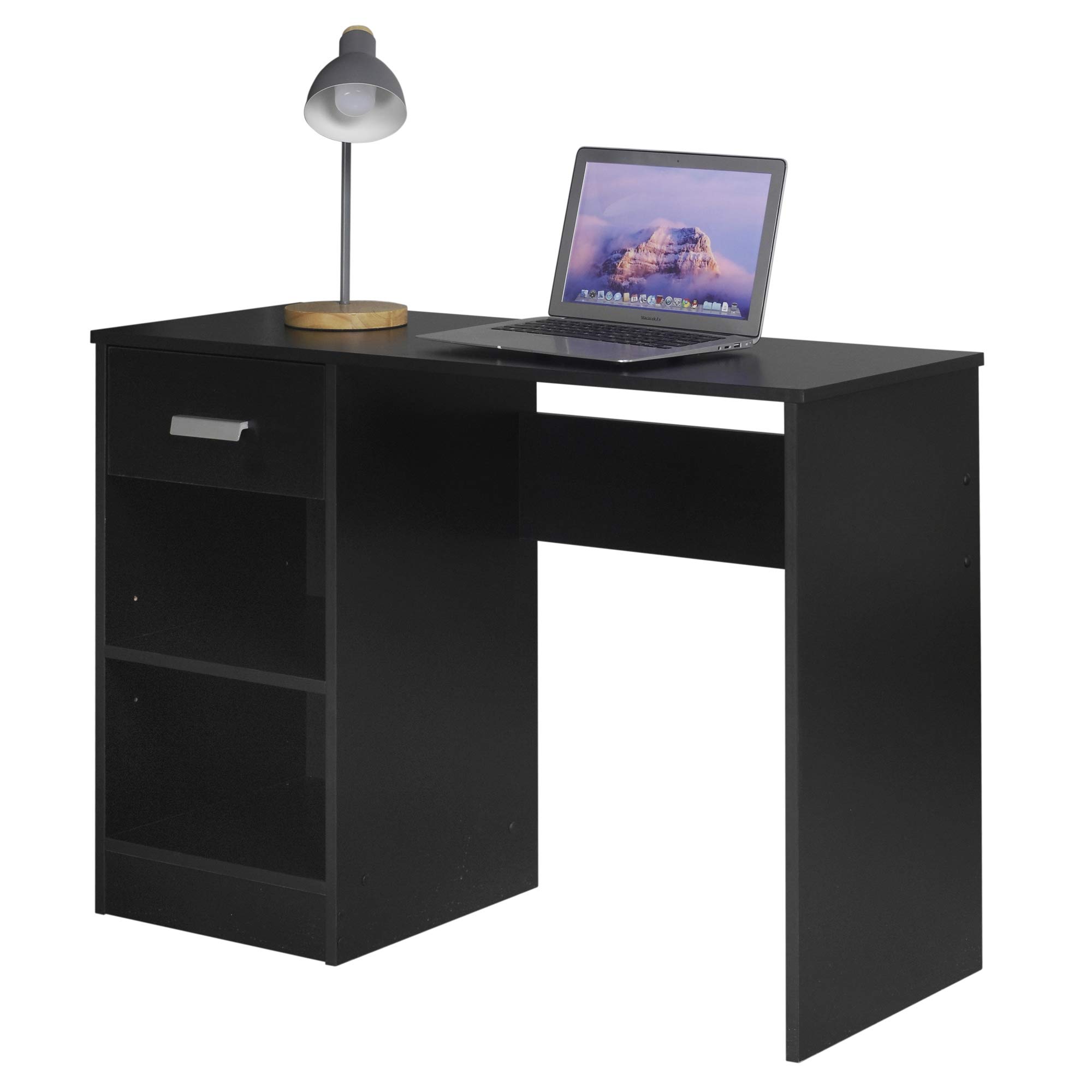 URBNLIVING 1 Drawer Wooden Bedroom Computer Work Table Office Desk Dressing Jewellery Unit (Black)