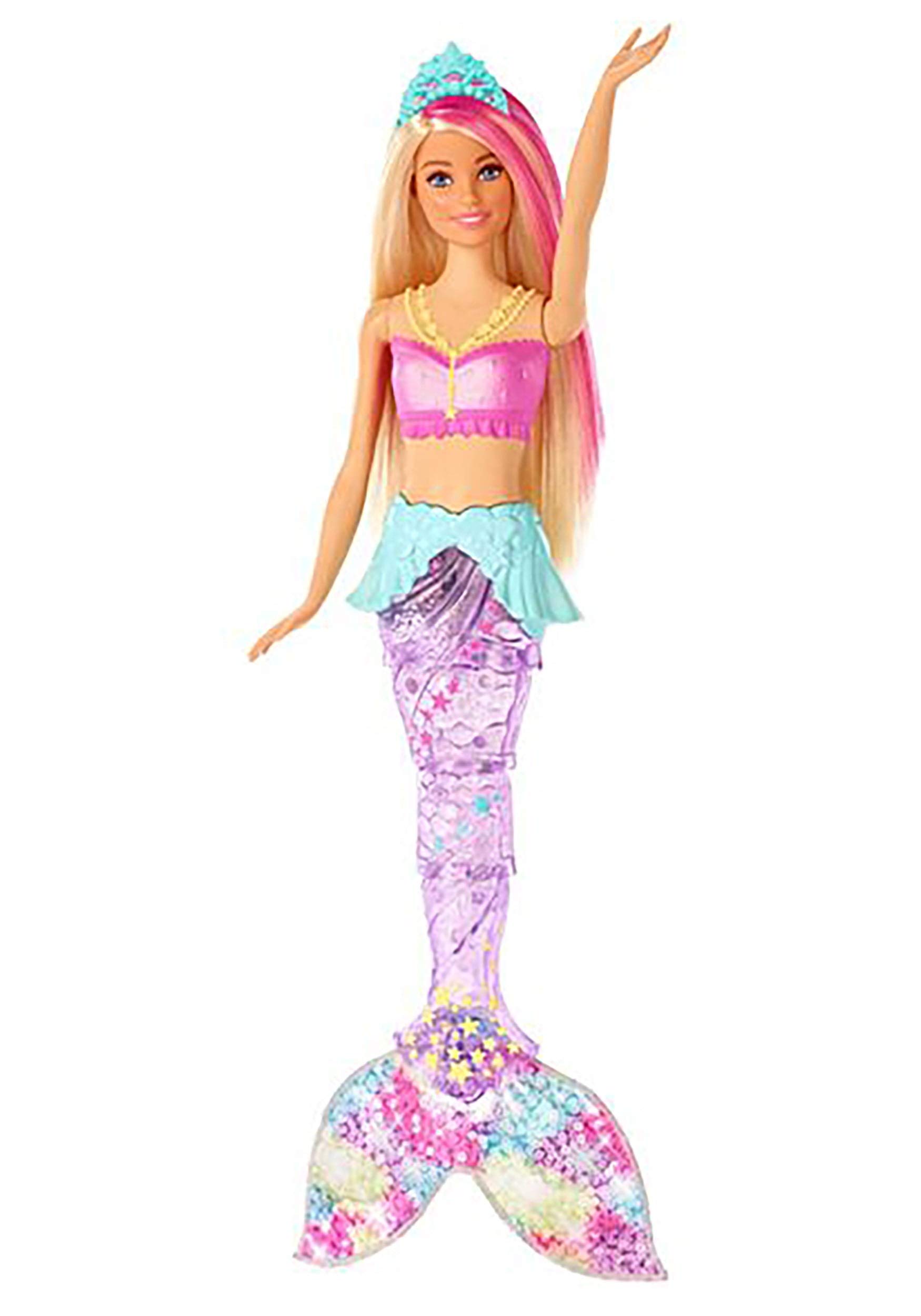 Barbie Dreamtopia Sparkle Lights Mermaid Doll with Swimming Motion and Underwater Light Shows, Approximately 12 Inch with Pink-Streaked Blonde Hair