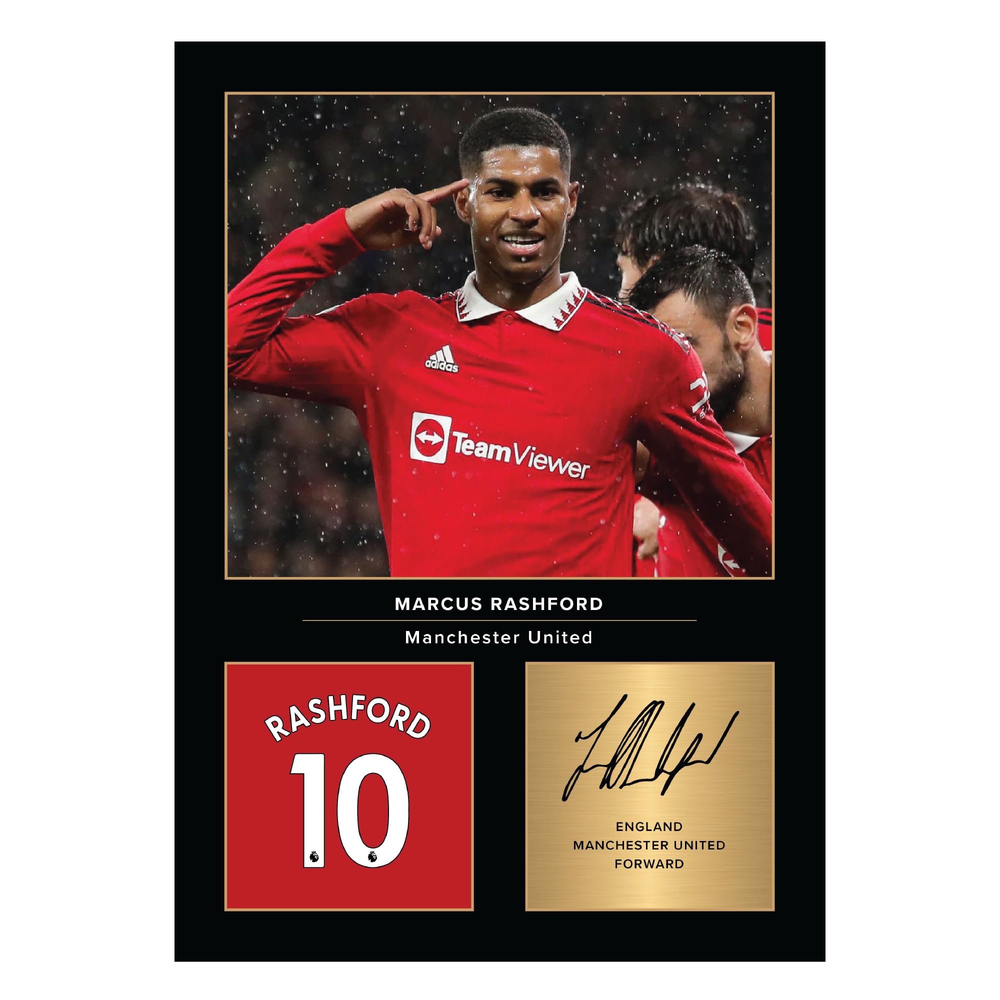 Icons Wall Art Marcus Rashford Signed A4 Printed Photo Picture Display Gift For Football Fans Digitally Reproduced Signature Unframed