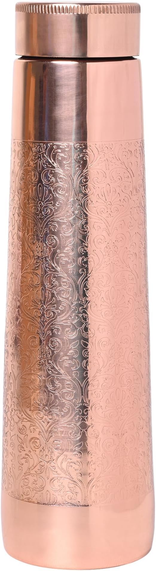 ANCIENTIMPEXCopper Bottle Light House Shape, Etching Pattern, 900 Ml (30.43 Fl Oz) Capacity For Ayurveda Health Benefits