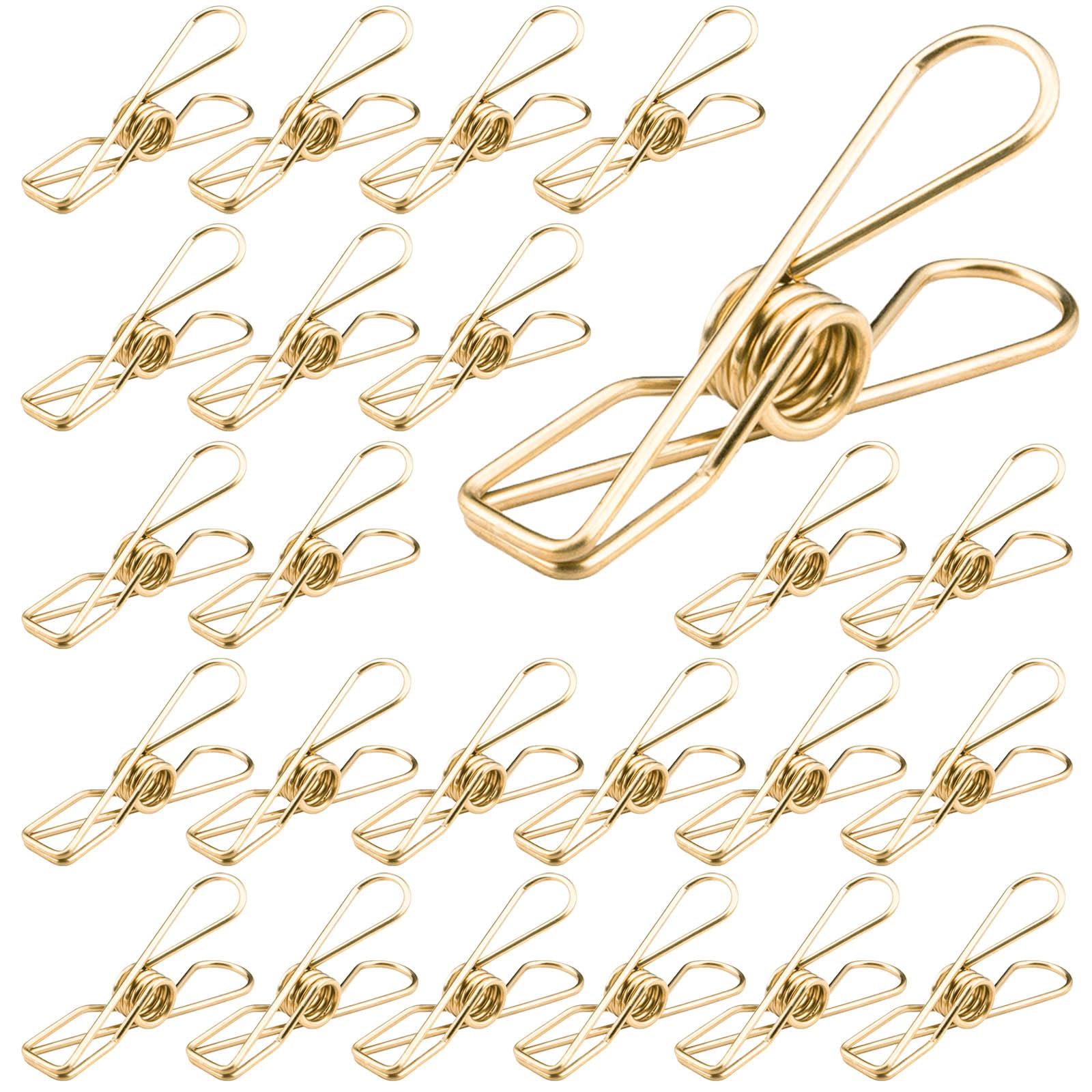 joaoxoko Gold Binder Clips,100pcs Metal Wire Hollow Multi-Purpose Invoice Paper Clip Hanging Clip for Office School Home Use and Business (Gold)