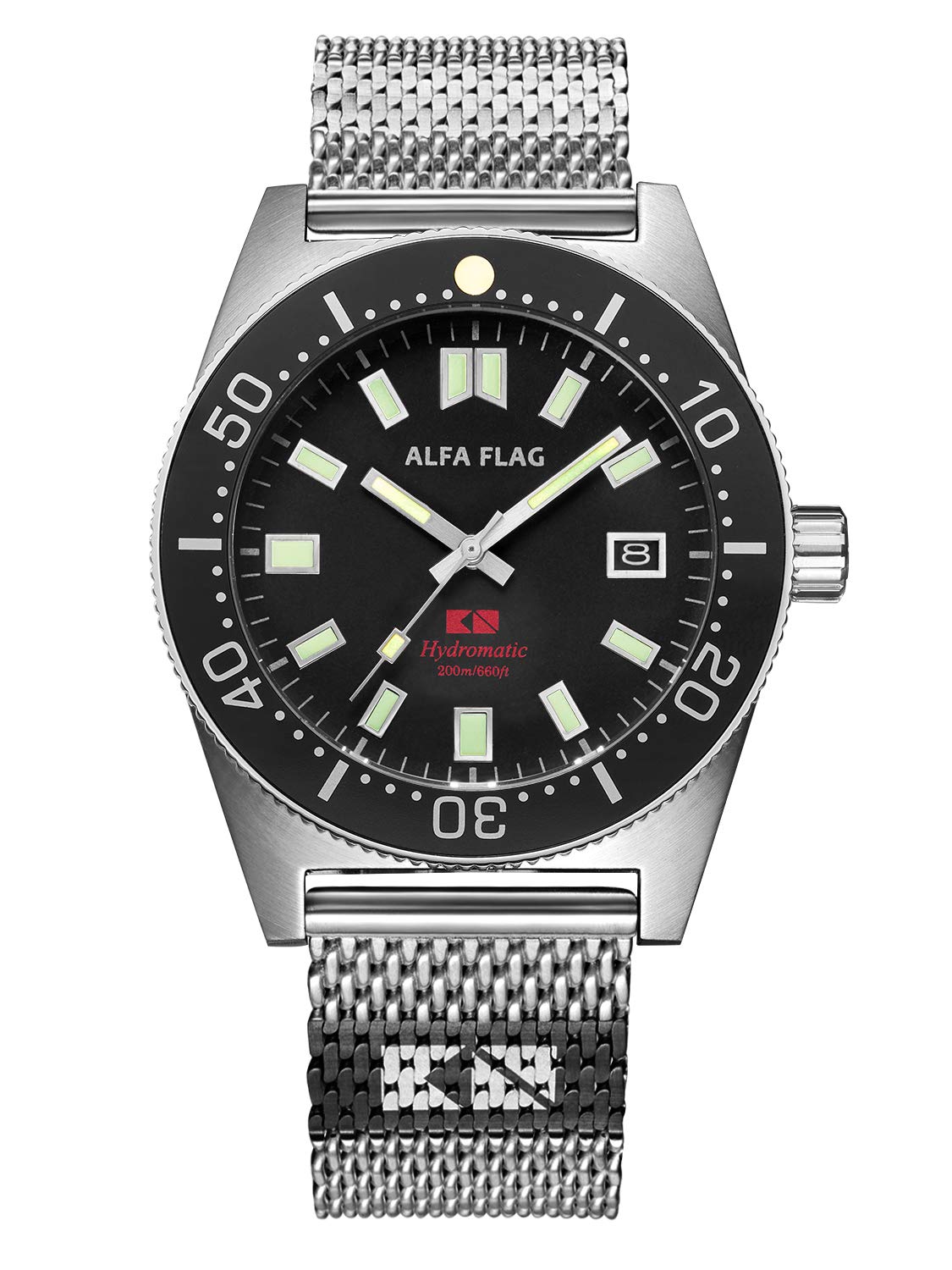 ALFA FLAG Hydromatic 200m/660ft Diver Watch Professional Automatic Men's Sport Watch