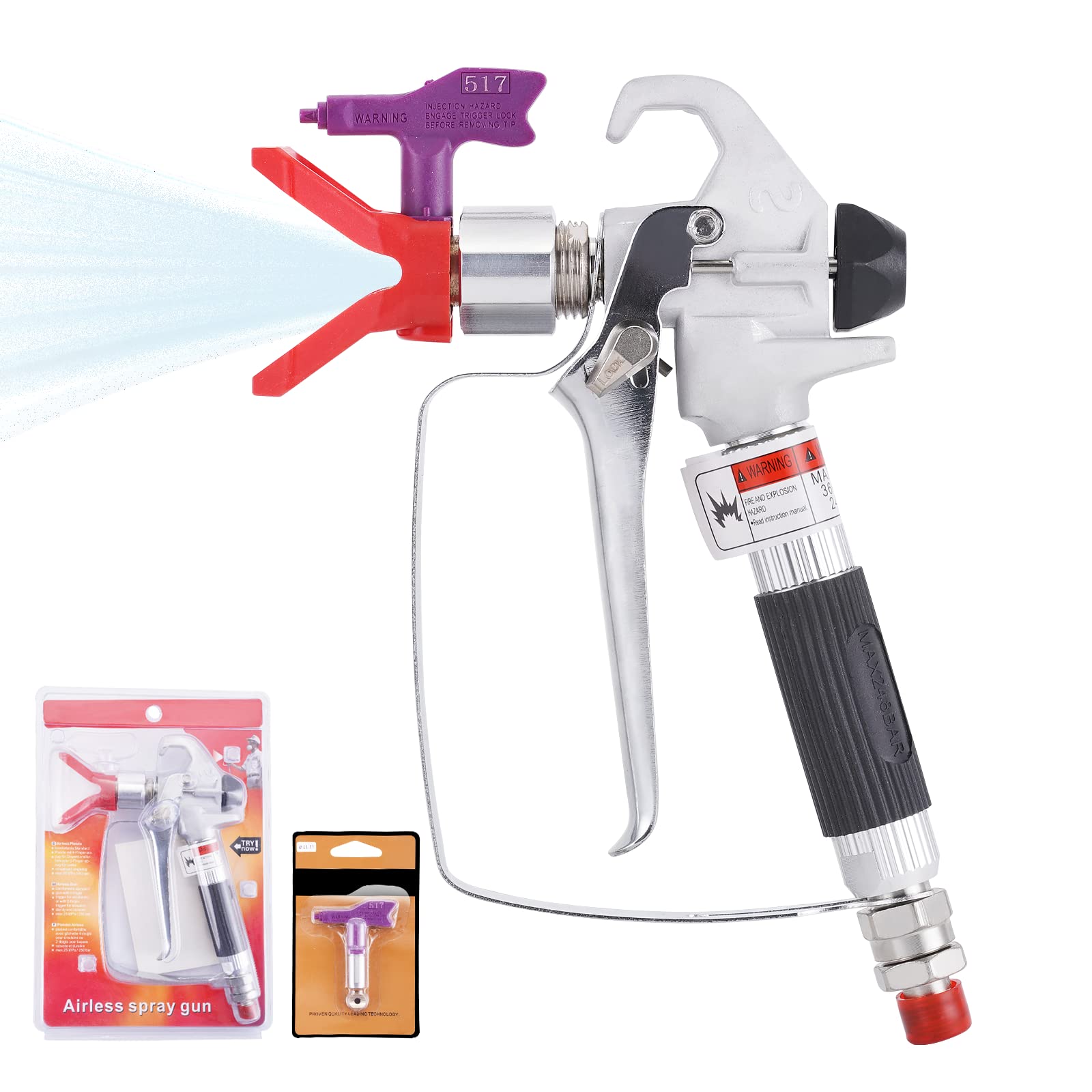 Airless Paint Spray Gun 3600 PSI 517 TIP High Pressure Spray Gun for Airless Paint Sprayer