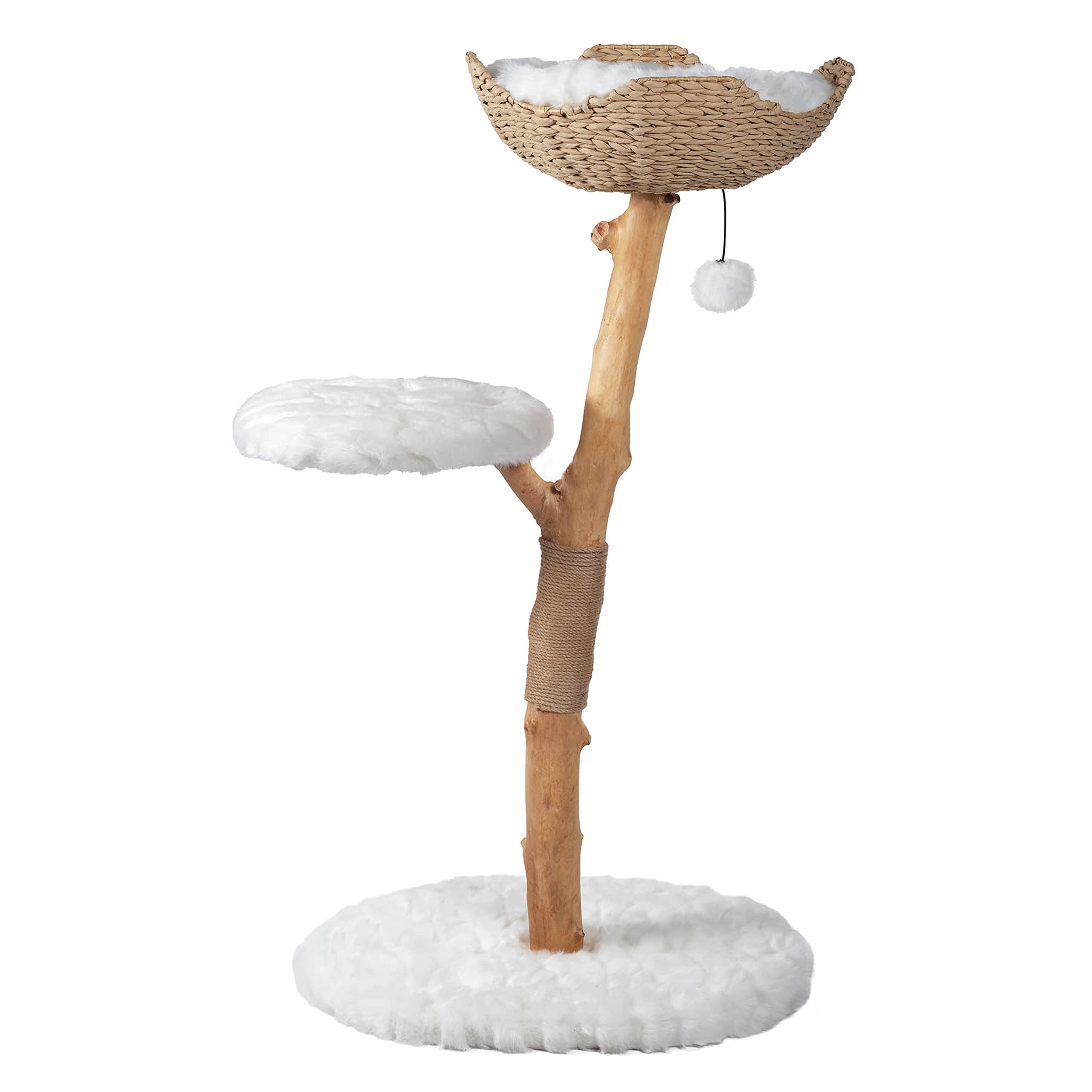 Wooden Cat Climbing Tree Tower, Modern Single Branch Cat Condo, Wood, Cat Lover Furniture Gift by MAU LIFESTYLE (Alpine White)