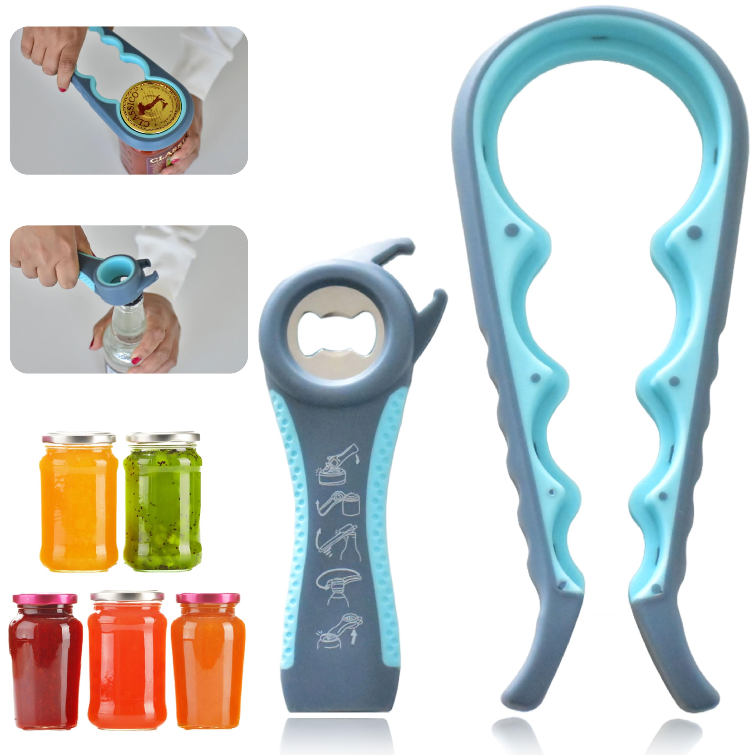 Jar Opener Bottle Opener and Can Opener for Seniors, Arthritis, Weak Hands, Kids