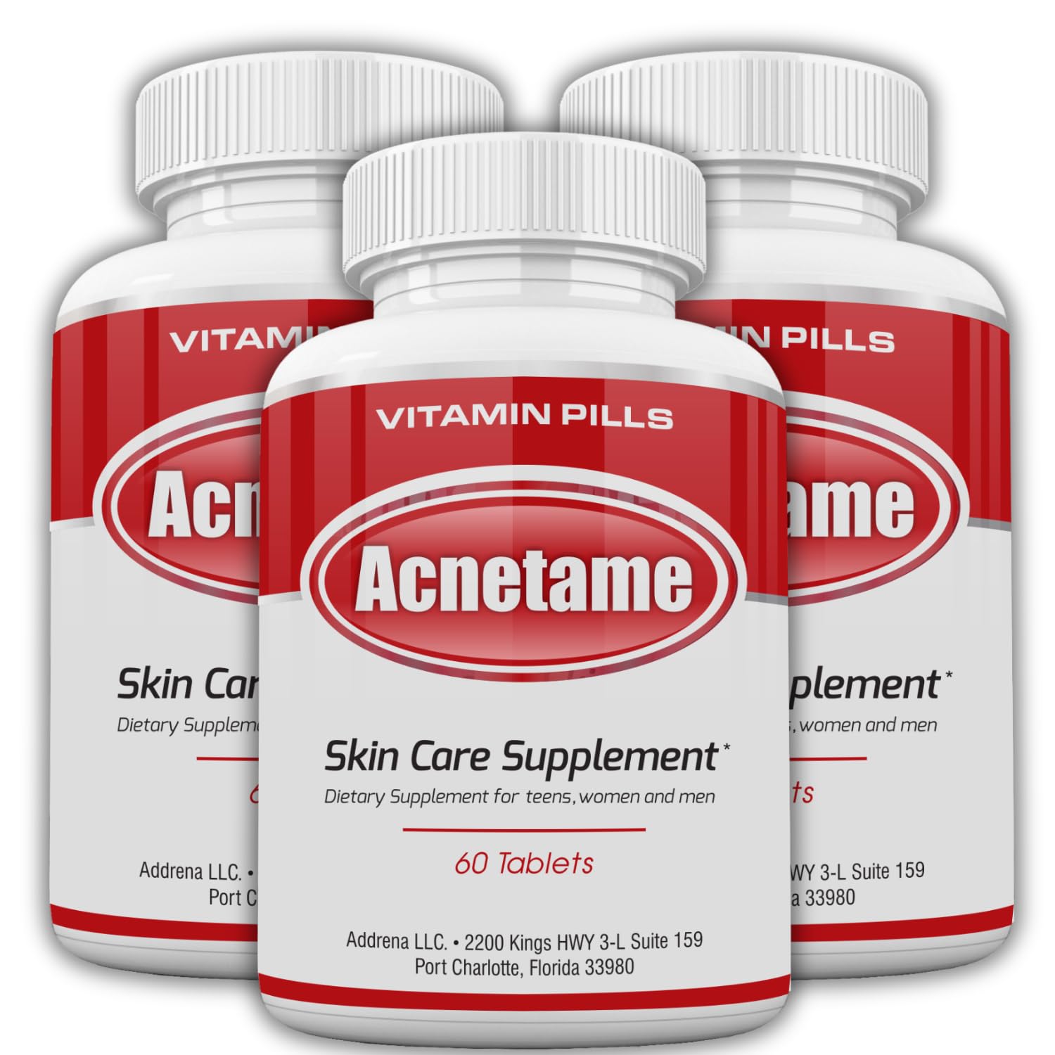 3 Pack- Vitamin Supplements for Acne Treatment- Hormonal Pimple Tablets to Clear Oily Skin for Women, Men, Teens, and Adults