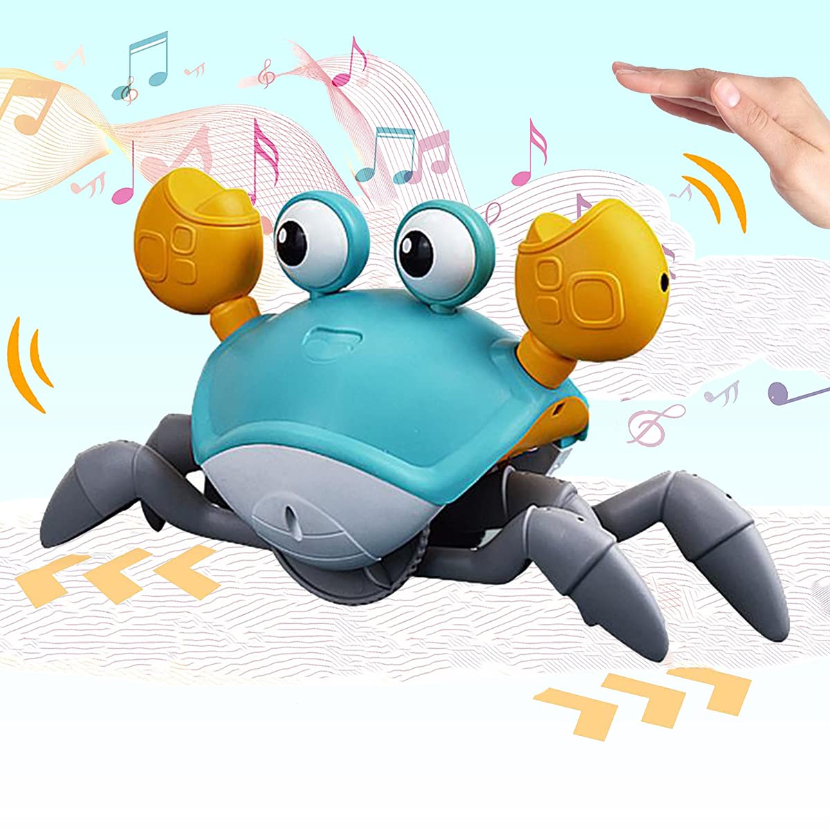 Catch Me, Electric Runaway Crab, Baby Educational Toddler Toy, Interactive Escaping Toys With Led And Music,Best Gift For Kids Baby Boys Girls 1 2 3 years (Blue)