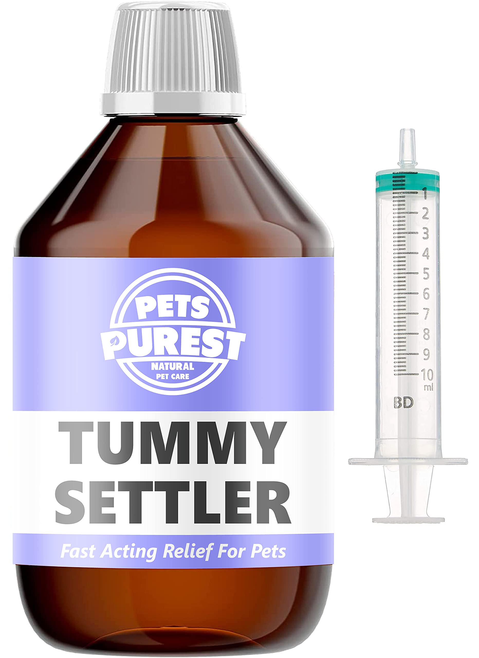 Pets Purest Tummy Settler for Dogs, Cats & Pets - 100% Natural Fast Acting Relief for Digestion, Diarrhoea, Constipation & More - Liquid Paste Digestive Probiotic Supplement with Easy Syringe - 250 ml