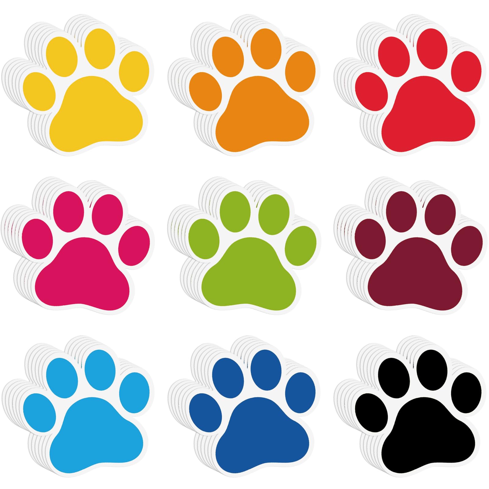 Geyee 108 Pcs Paw Prints Cutouts Paw Bulletin Board Decorations 3.2'' x 3.5'' Mini Colorful Paper Paw Cutouts for Kids Educational School Classroom Craft Wall Decor Party Favor Supplies