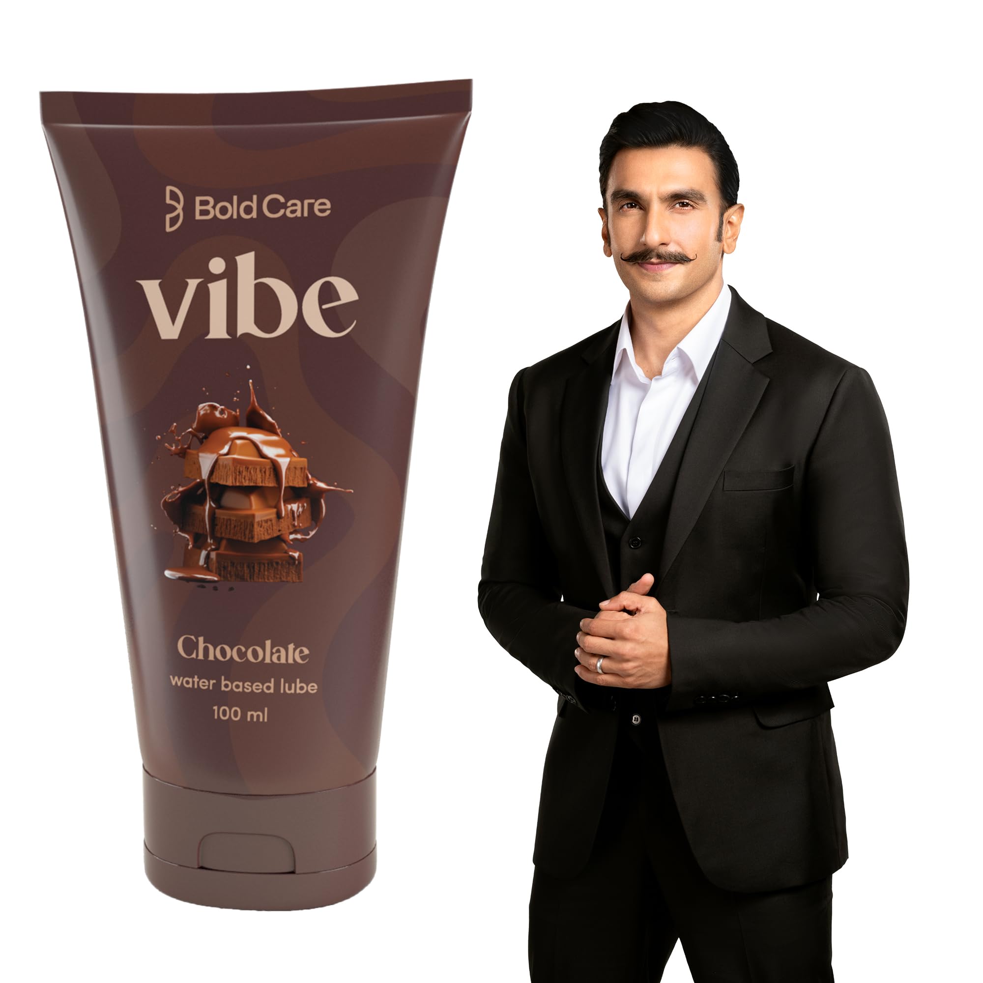 Bold Care Vibe - Natural Personal Lubricant for Men and Women - Premium Chocolate Flavour - Water Based Lube - Skin Friendly, Silicone and Paraben Free - No Side Effects - 100 ml