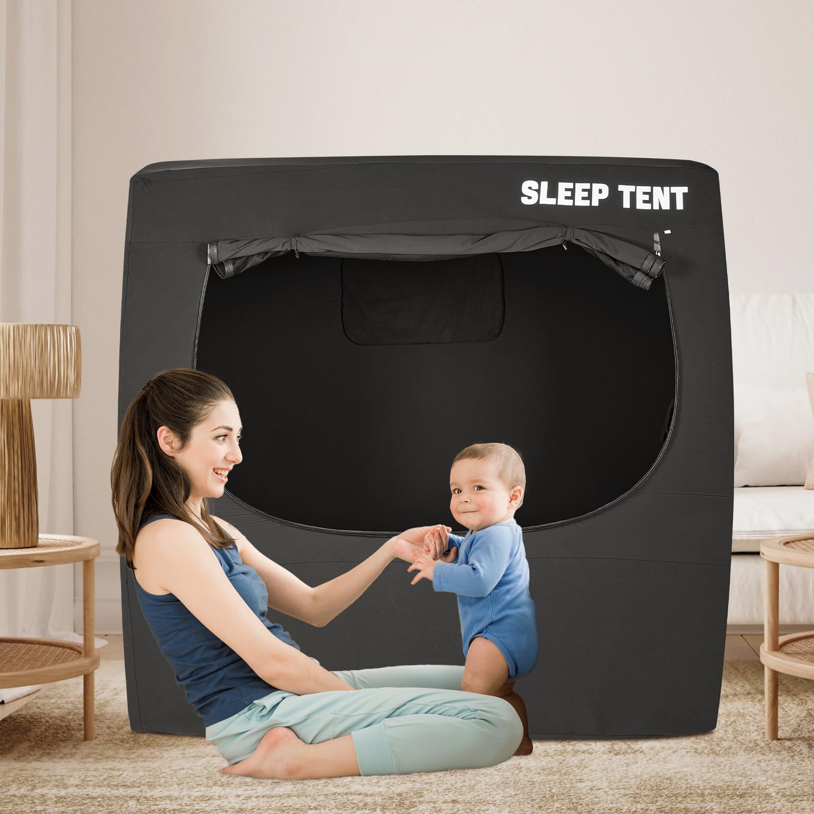 Blackout Cover for Pack N Play and Crib, Blackout Sleep Tent for Babies and Toddlers, Breathable Baby Sleep Pod with 4 Larger Vents, Blocks 90%+ Light for Quality Sleep