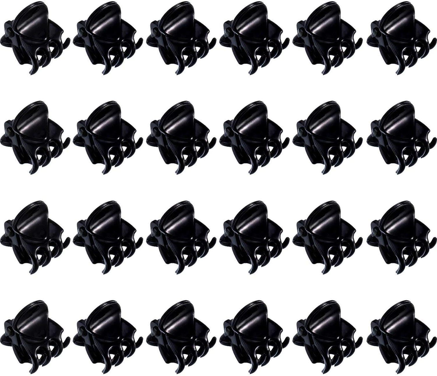 SAHENITEANA 24 Pcs Small Hair Clips Pins Clamps Non Slip Tiny Plastic Jaw Clips Small Mini Hair Claw,Hair Clips for Women Girl's Hair (Black)