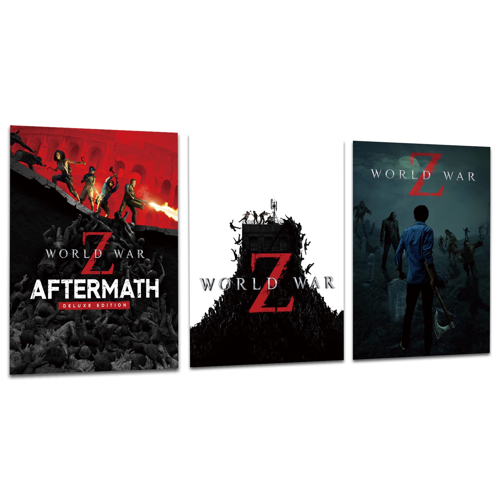 ULHYC World War Z Poster Set of 3-10 * 14 Inches Frameless Cool Vedio Game Posters Gift for Boys And Girls Living Room Bedroom or Gamer Room Wall Decor