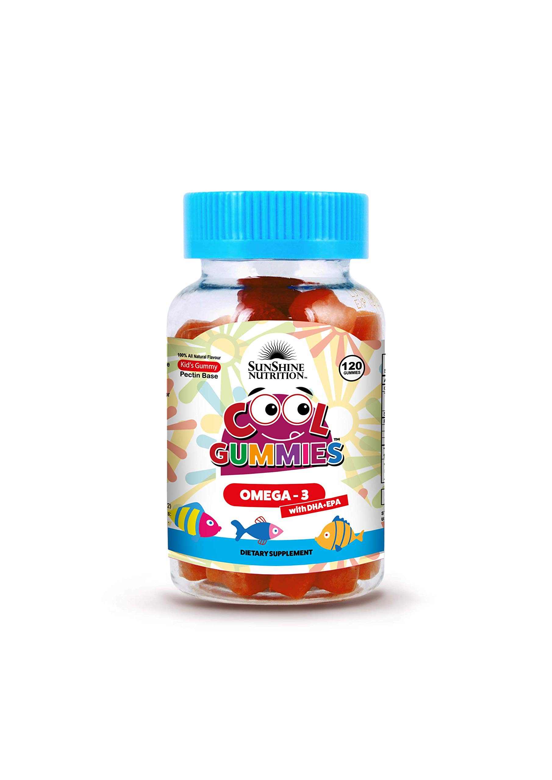 Sunshine Nutrition Cool Gummies Omega 3 With DHA-EPA 120 Gummies For Kids | 100% All Natural Flavor | Gluten Free