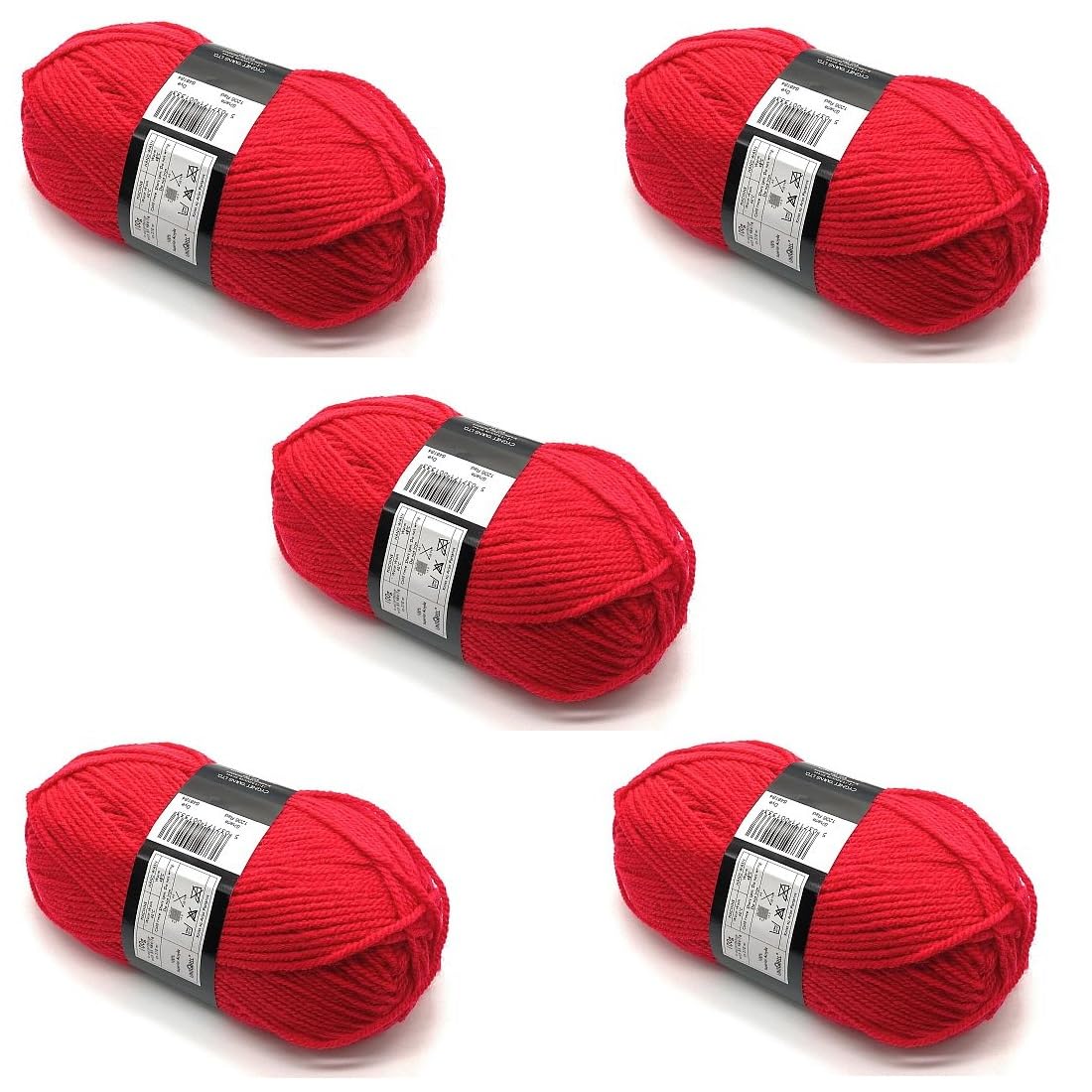 Pack of 5 x 100g Balls Aran Wool - Red