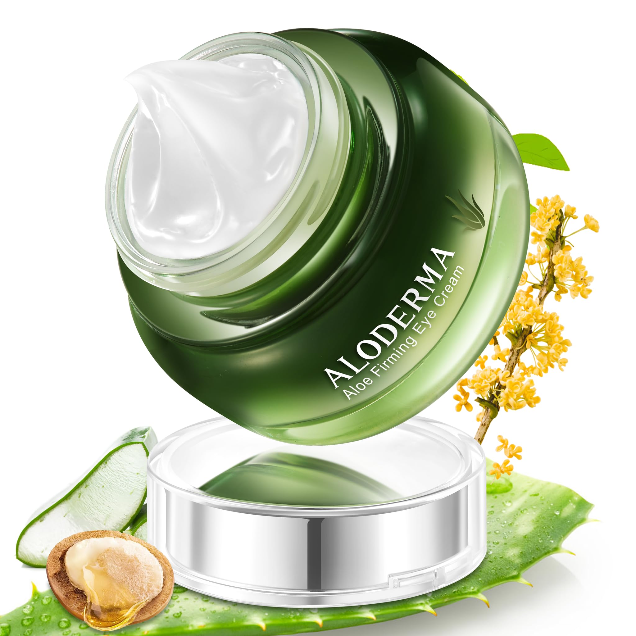 AlodermaAloe Firming Eye Cream Made with 70% Organic Aloe Vera - Natural Daily Hydrating Eye Cream with Jojoba, Hyaluronic Acid, & Organic Aloe - Reduce Signs of Aging, Fine Lines & Wrinkles, 25g