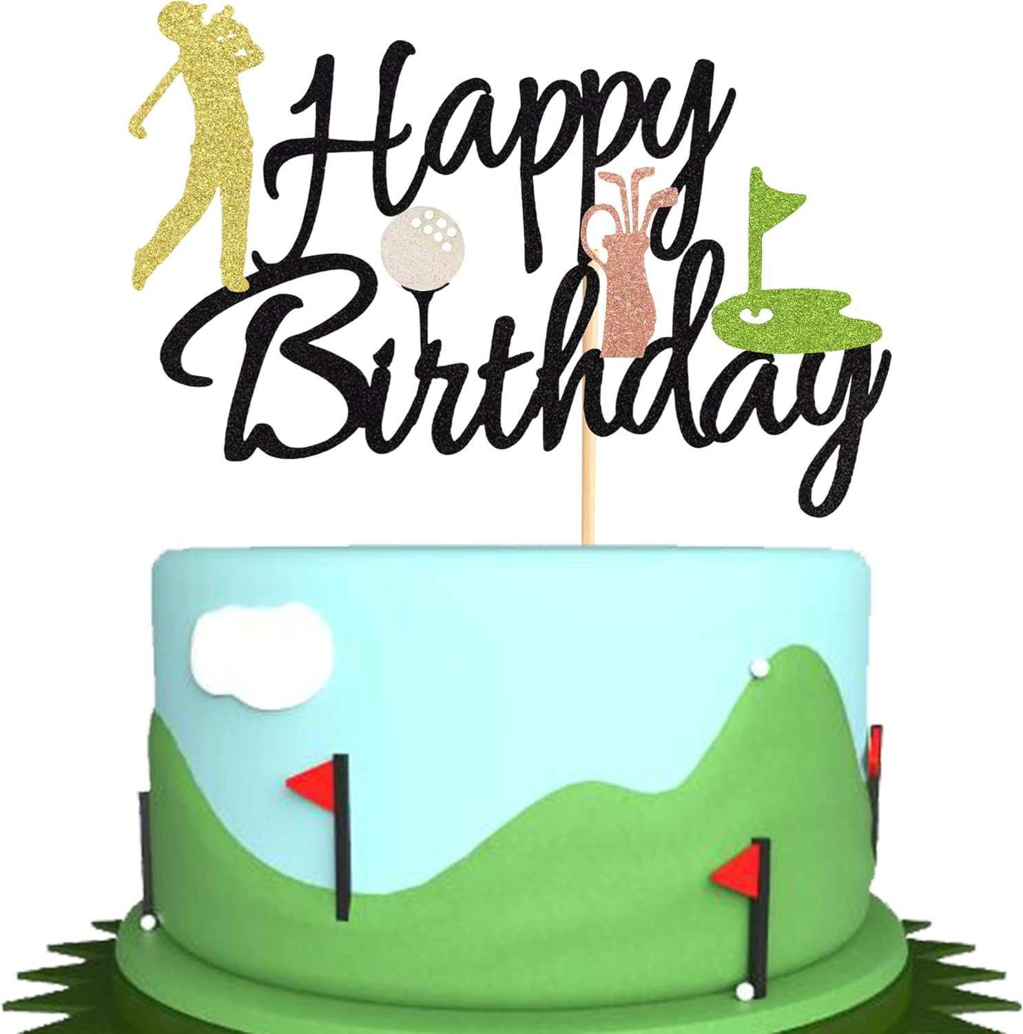 Amazon.com: Arthsdite 1Pc Golf Cake Topper Golf Happy Birthday Sign ...