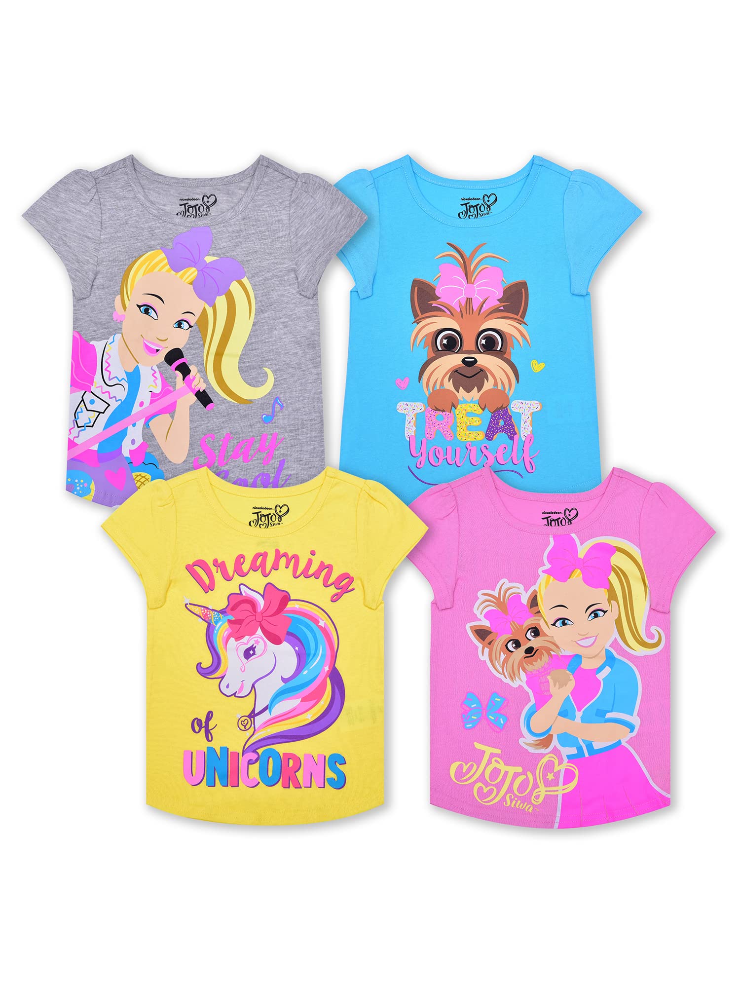 NickelodeonGirl's 4 Pack Jojo Siwa Short Sleeve Tee Shirt Set