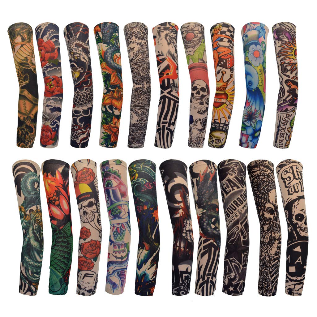 HOVEOX 20Pcs Temporary Tattoo Arm Sleeves Fake Temporary Tattoo Arm Sunscreen Sleeves Tattoo Sleeves Temporary Tattoo Sleeve