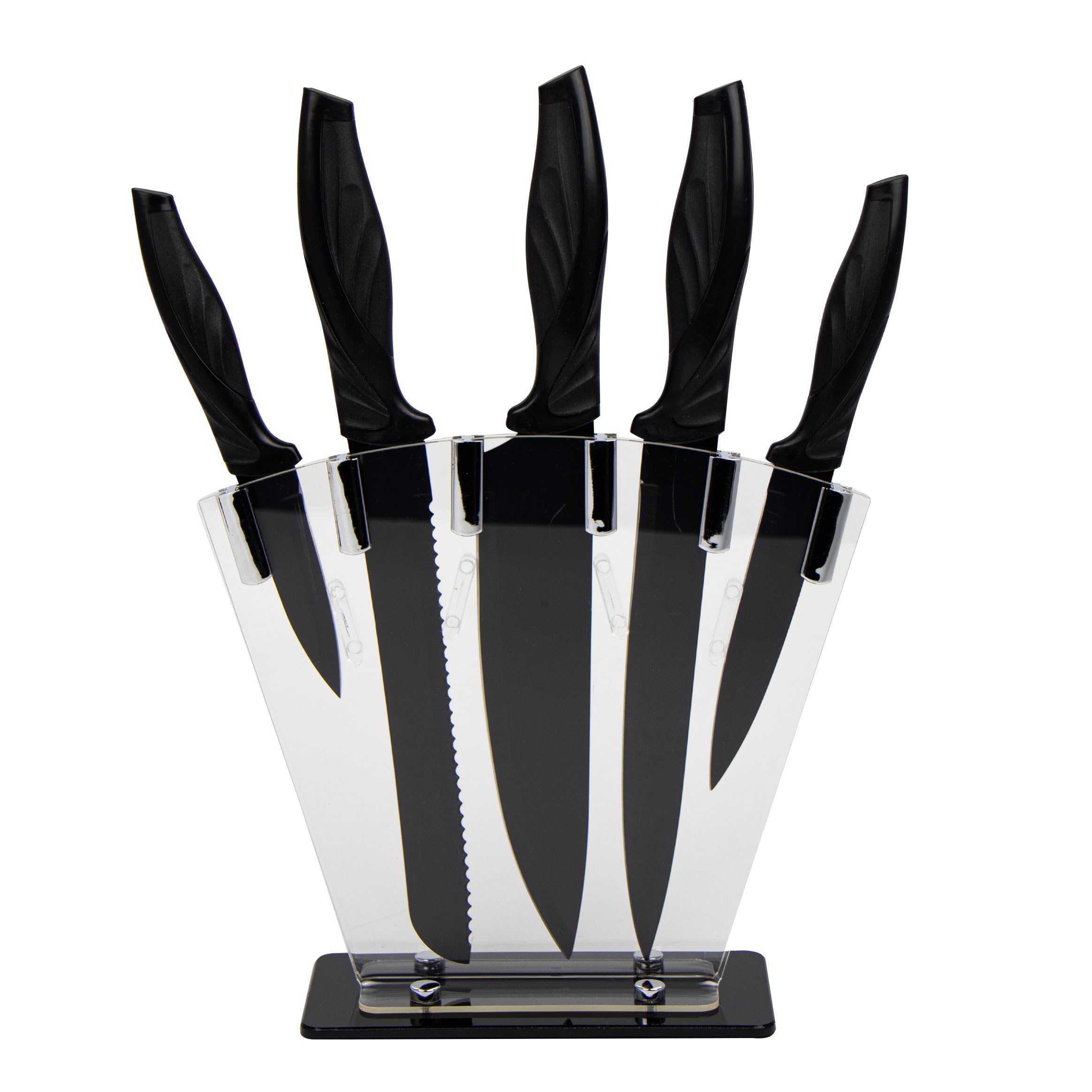 Priceless HomewareKitchen Knife Set - 7Pcs Knife Set for Kitchen with Stainless Steel Black Color Durable & Sharp Blade Knife - Ergonomic Handle for Chopping, Slicing, Dicing, and mincing