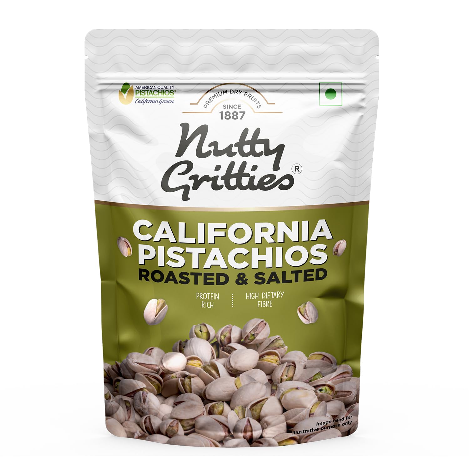 Nutty Gritties California Pistachios Roasted & Salted 200g | Dry Fruits & Nuts | Vitamin & Minerals Rich | Healthy Snacks | Non Fried, Zero Oil, Crunchy