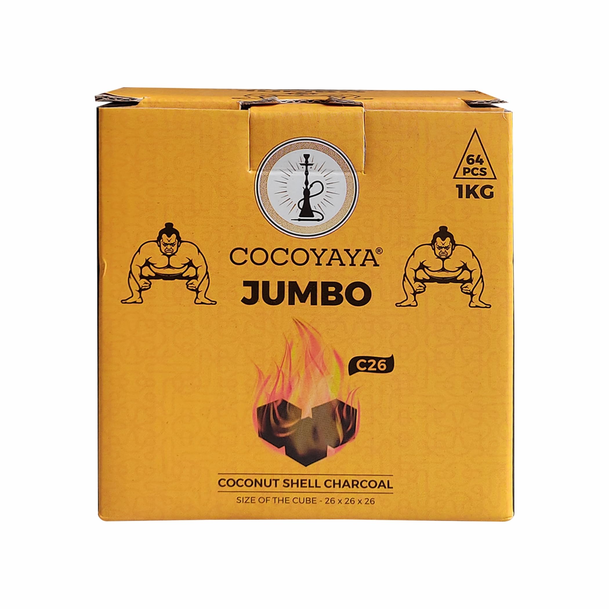 COCOYAYA Jumbo Coconut Charcoal for Hookah 1KG (64 Pcs)