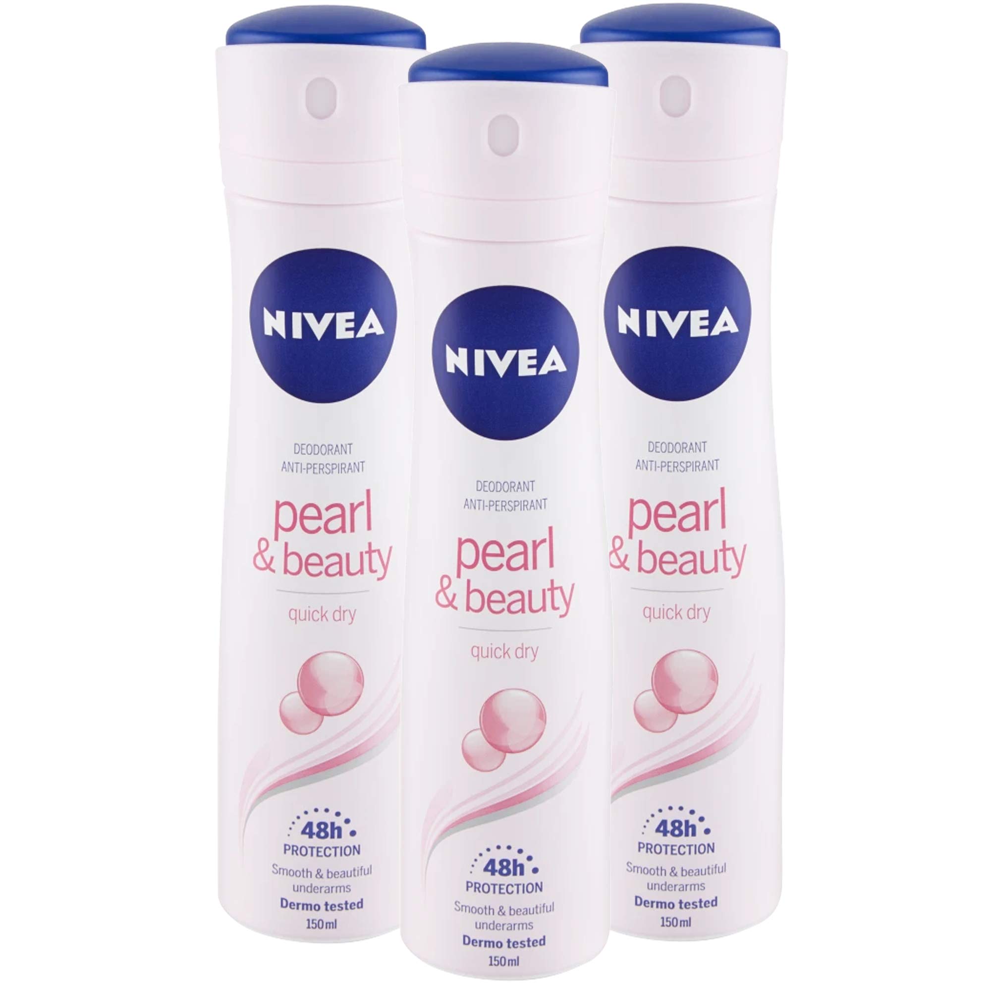 Nivea Longlasting 48 Hours Freshness Body Spray - Pearl & Beauty, 3 Packs x 150 ML / 5.07 Fl. Oz