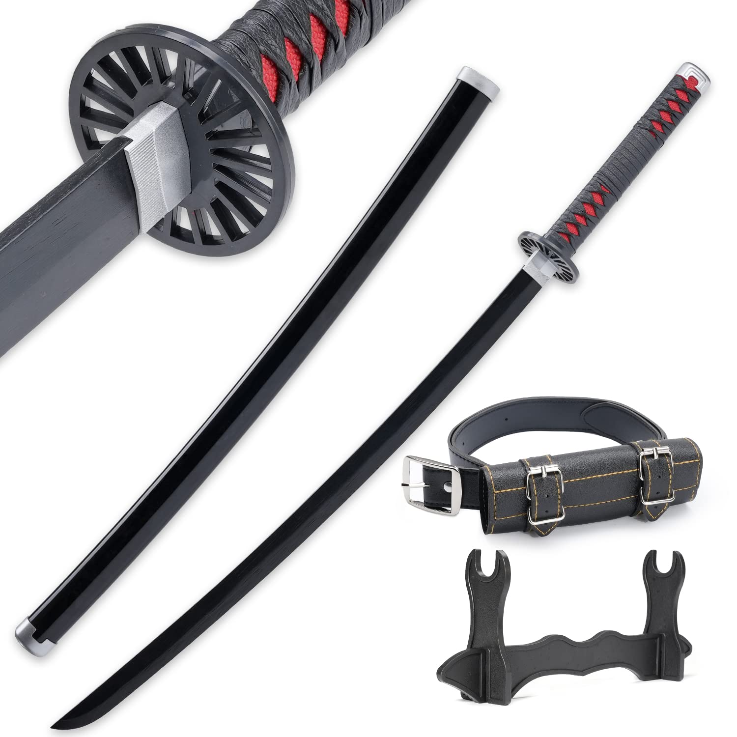 Cold Blade Demon Katana Sword - 41 inches Anime Katana Replica with Belt and Stand - Durable Sword Perfect for Cosplay - Nichirin Sword with Authentic Design