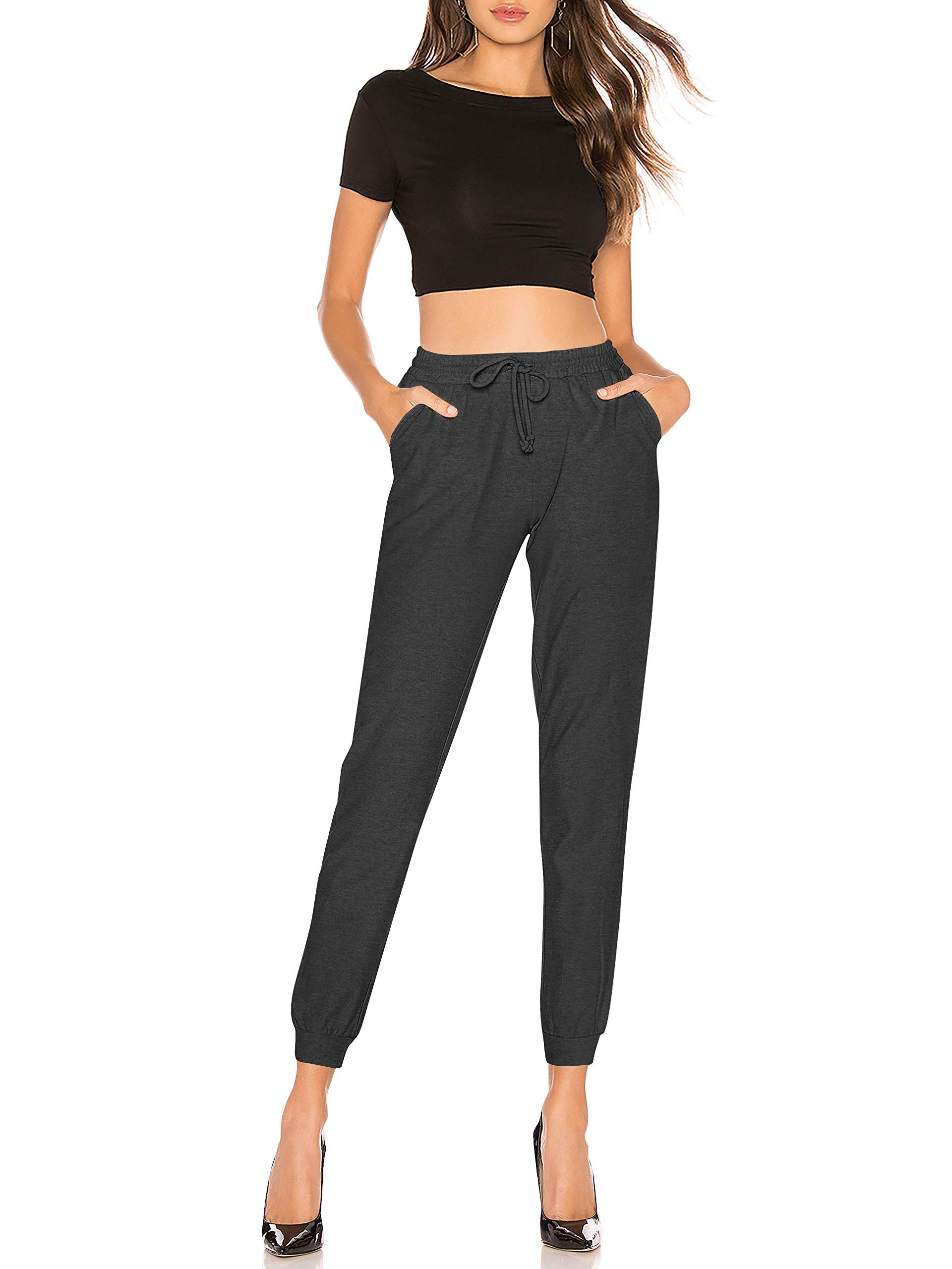 Womens Premium French Terry Jogger Pants Ultra Soft Siky Lightweight Sweatpants