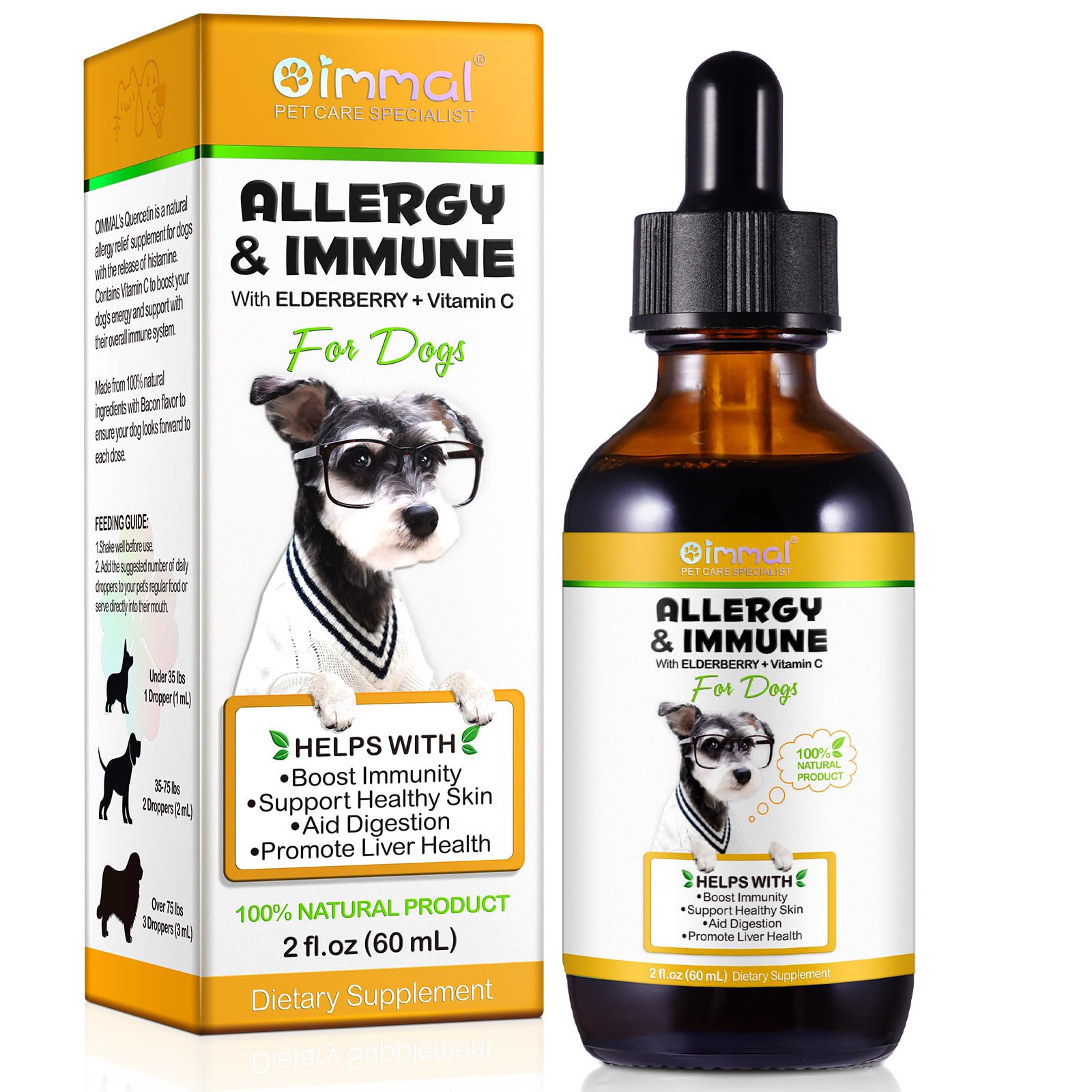 NIFEISHIAllergy Relief Aid for Dog 60ml, Dog Itchy Skin Relief, Allergy and Immunity Drop & Anti Inflammatory Supplement for Allergies, Itches, Food & Skin Irritation