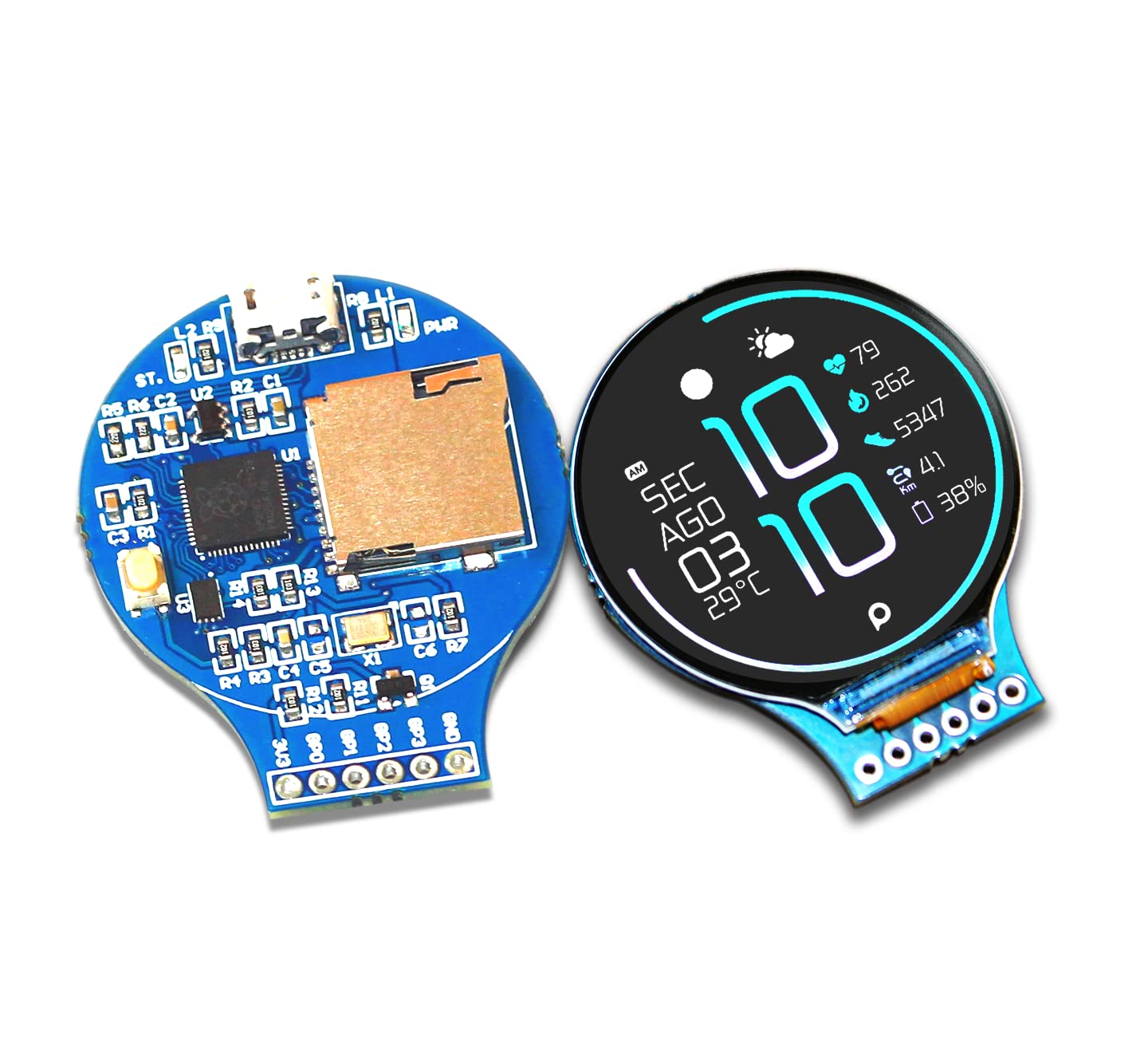 RoundyPi - Compact 1.28” Round LCD Display Based on RP2040 Microcontroller 240×240 Resolution Display with GC9A01 Driver and SPI Interface