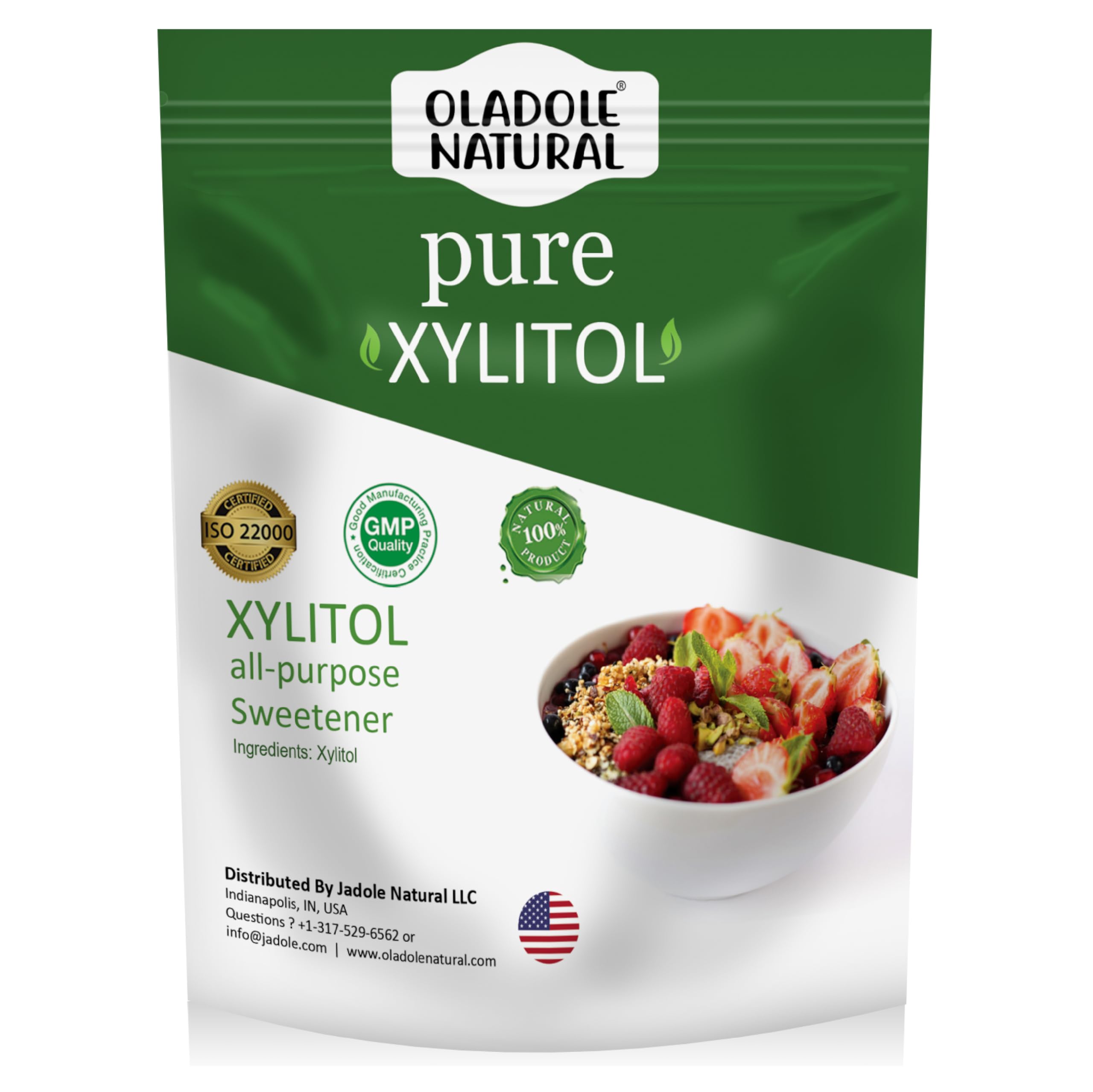 Oladole Naturals Pure Xylitol Sweetener- 500g | Supports Blood Sugar Level, Weight Management | Plant- Based Keto Friendly Sugar Substitute | Low Glycemic & Carb Free, Non- GMO