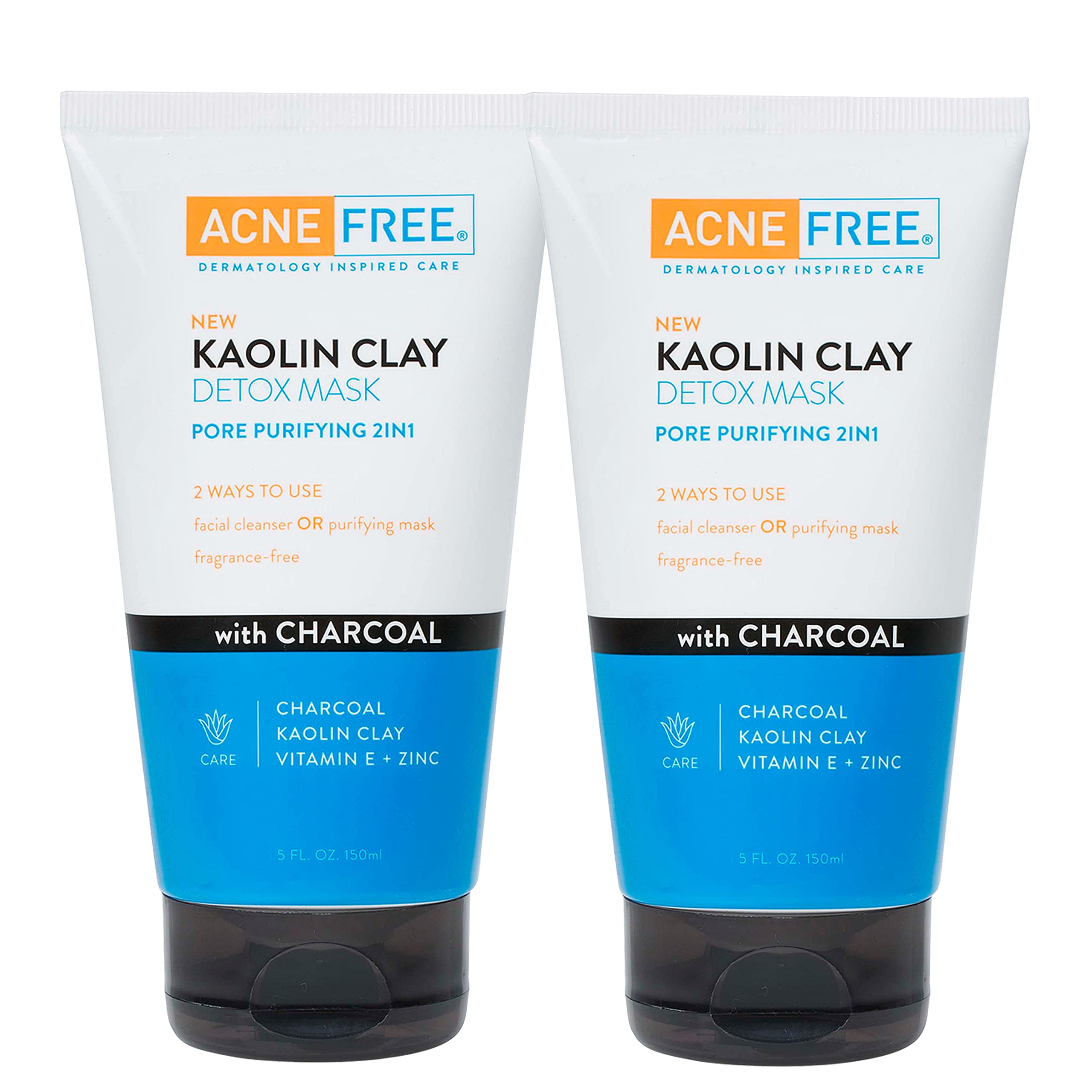 AcneFreeKaolin Clay Detox Mask with Charcoal, 5 Ounce - Pack of 2