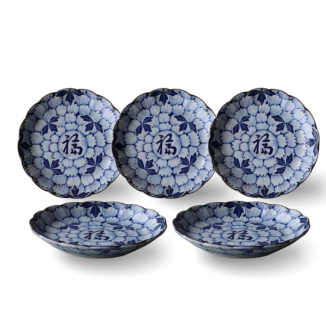 Awasaka7-2093 Flower Manyo, Diameter 6.3 inches (16 cm), Set of 5